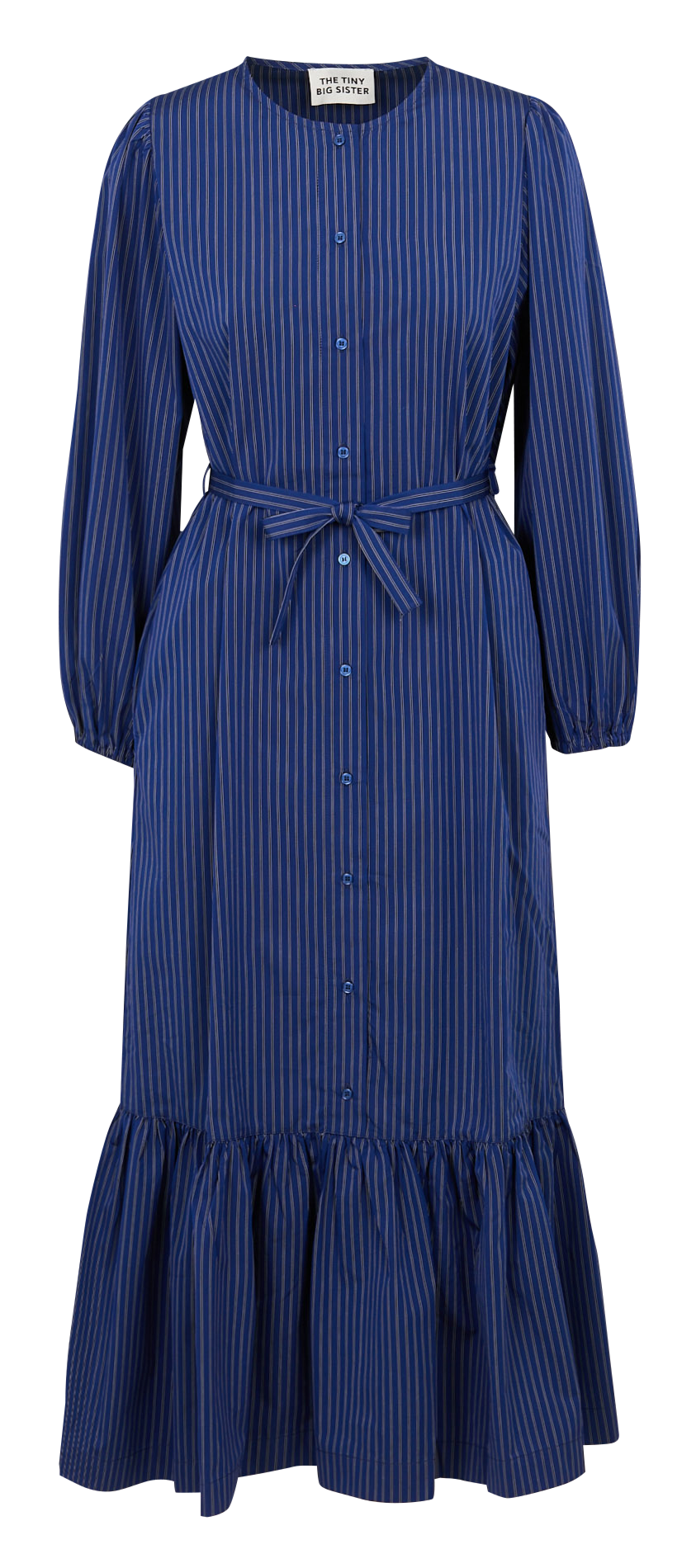 Robe midi col rond en coton rayé THE TINY BIG SISTER Bleu