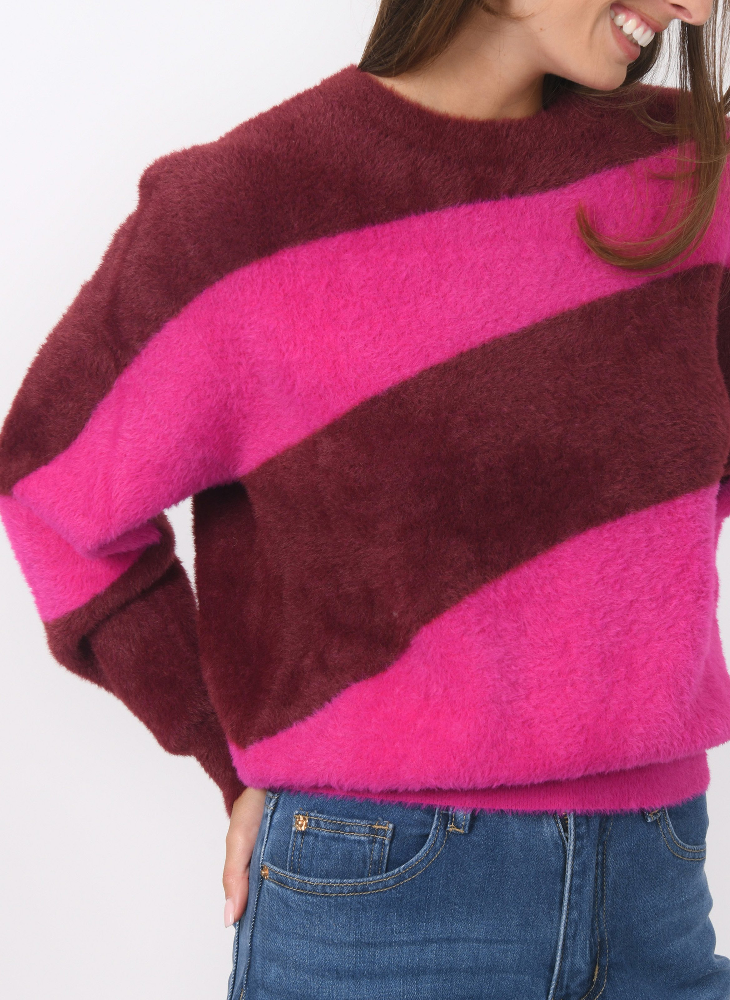 Rundhalsausschnitt-Flauschpullover KOOKAI Rosa