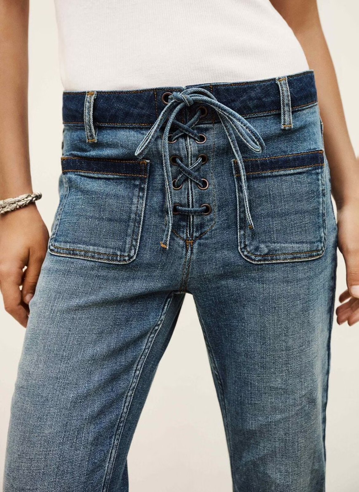 Jean flare en coton mélangé BA&SH Bleu