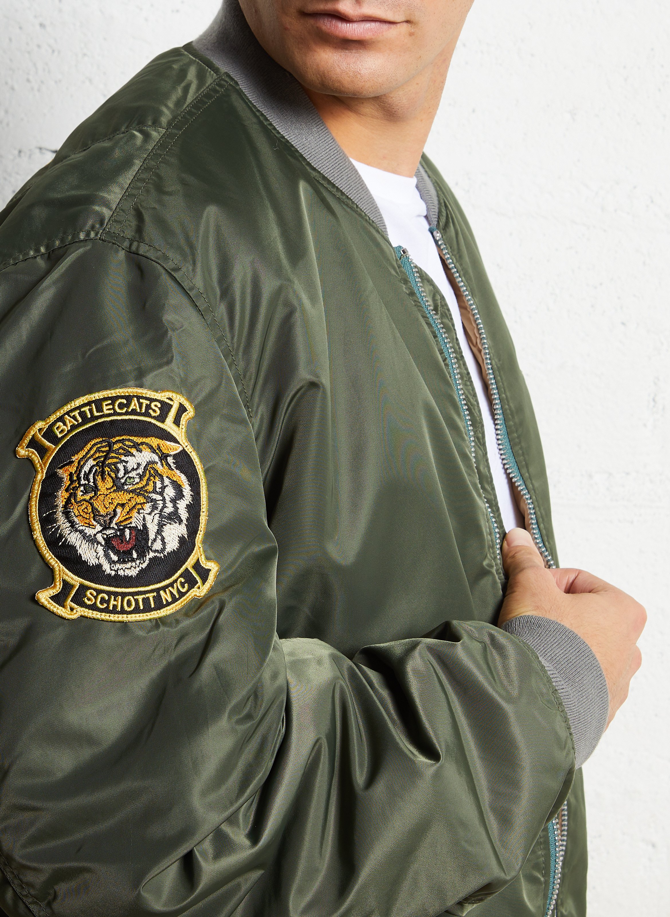 Blouson oversize col teddy SCHOTT Vert