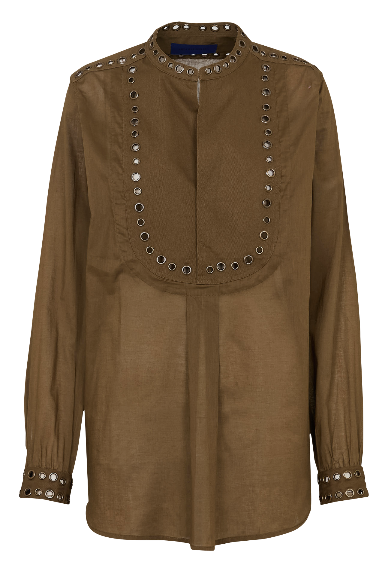 Top ample col tunisien en coton MES DEMOISELLES Kaki