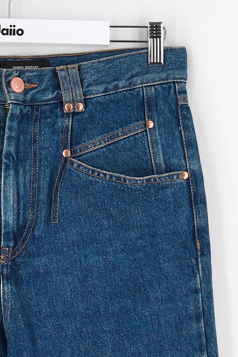 Straight cotton-blend pants ISABEL MARANT - Seconde Main Blue