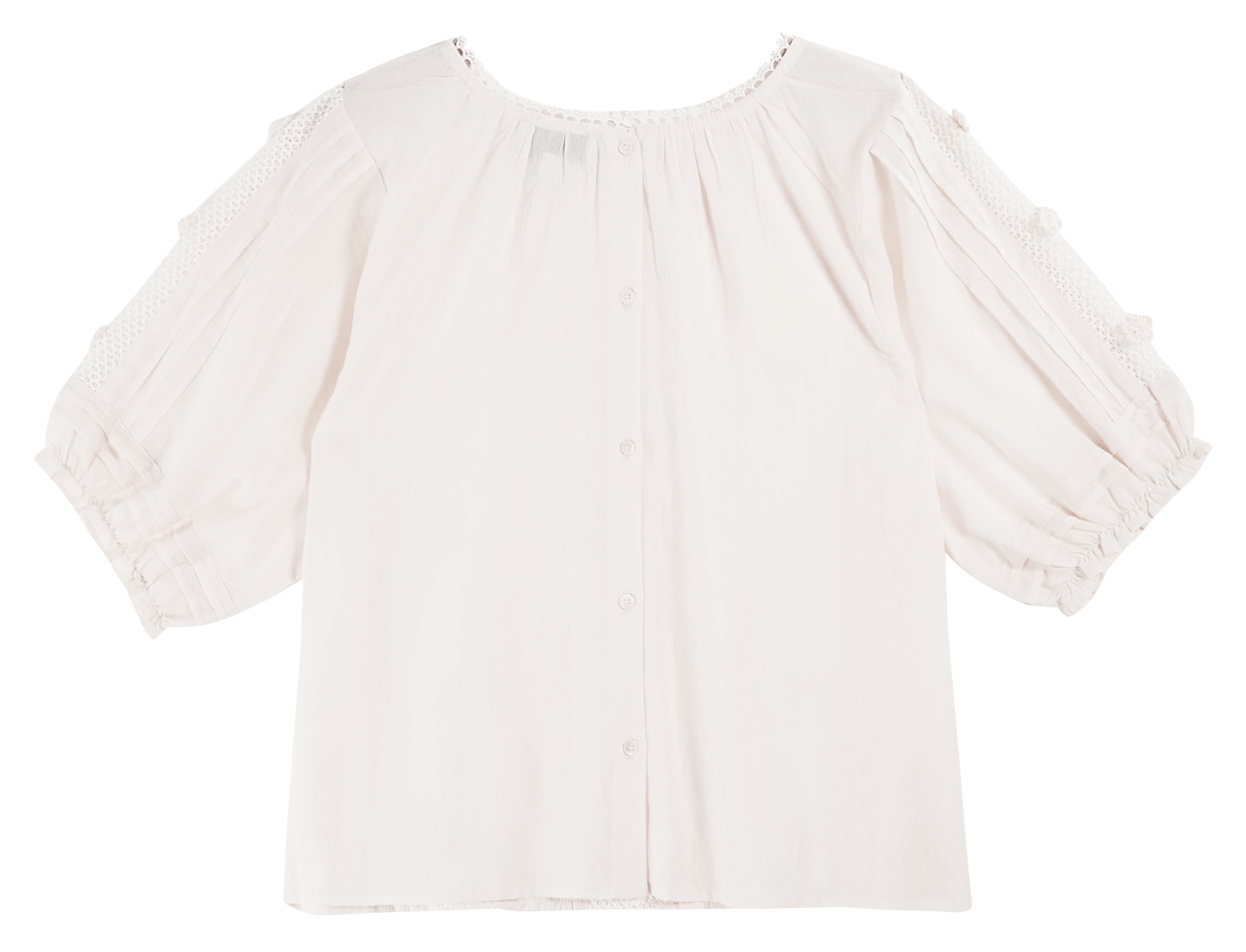 Blouse van biokatoen met ronde hals EMILE ET IDA Beige