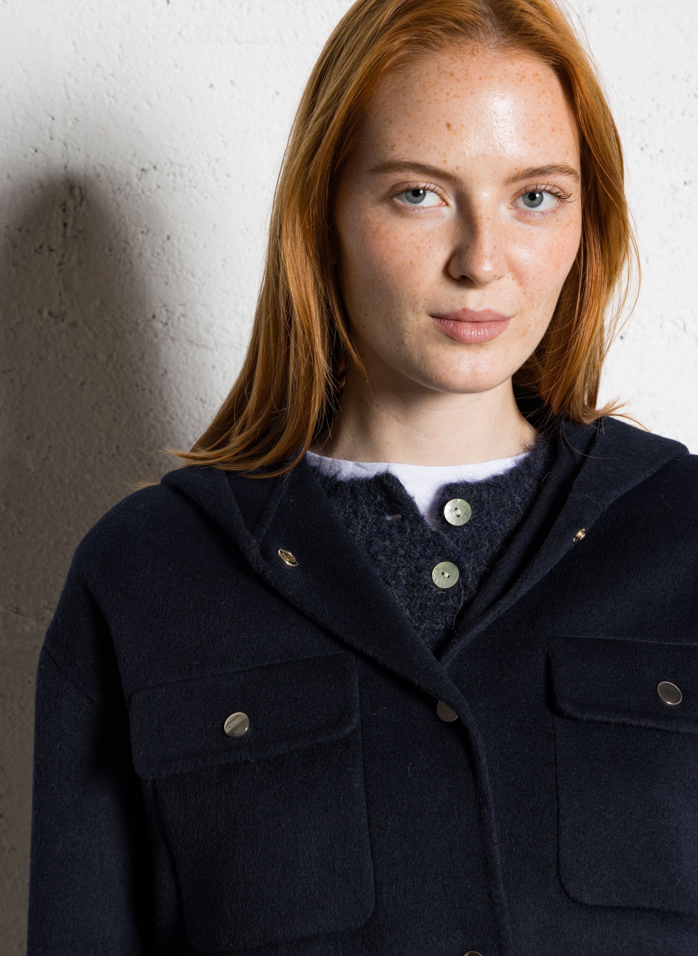 Hooded wool-blend jacket MAISON 123 Blue