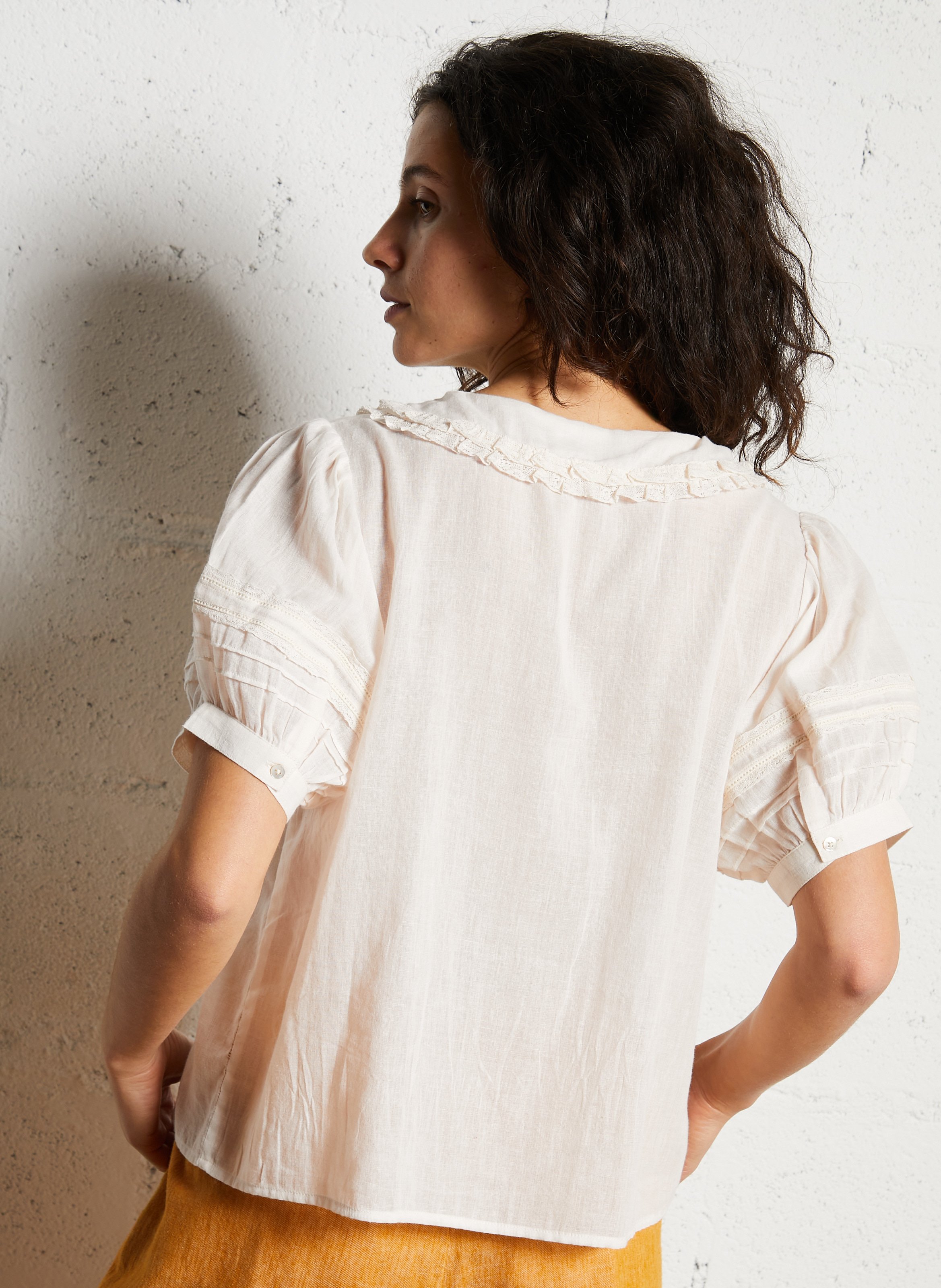 Blouse with organic cotton Peter Pan collar EMILE ET IDA Beige
