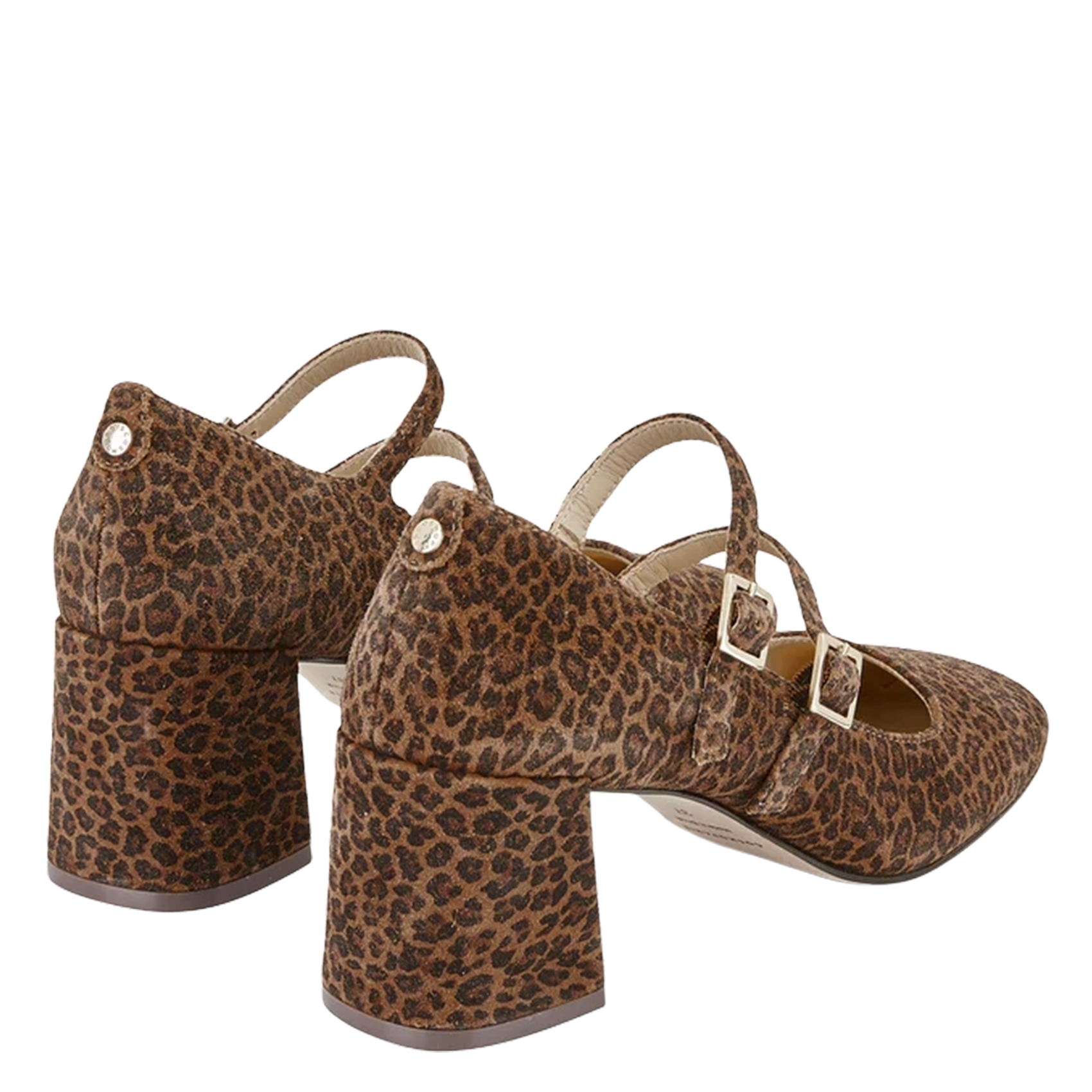 Leopard print leather strappy pumps COSMOPARIS Beige