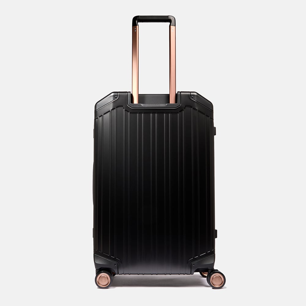 Medium-sized aluminum 4-wheel trolley suitcase, equipped with TSA lock PIQUADRO Black