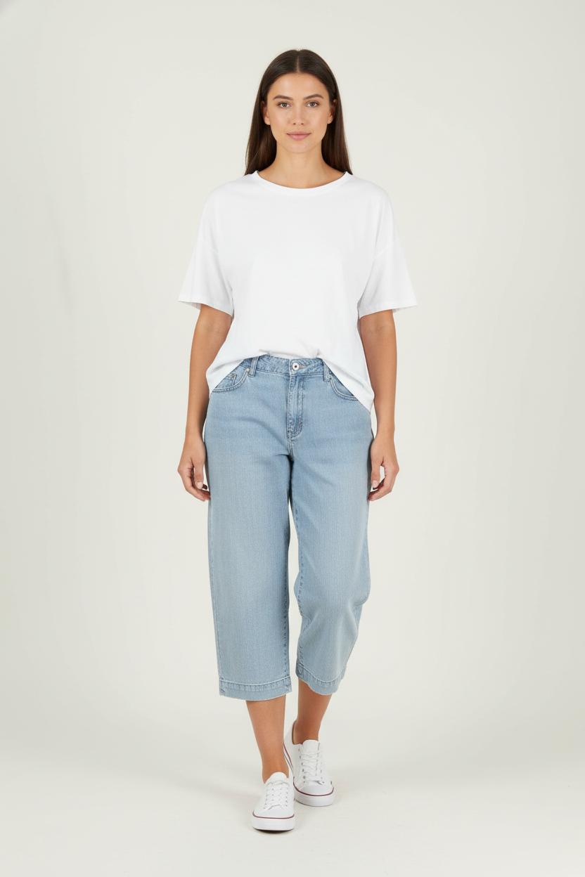 Cropped slim jeans with studs LEE - Seconde Main Blue