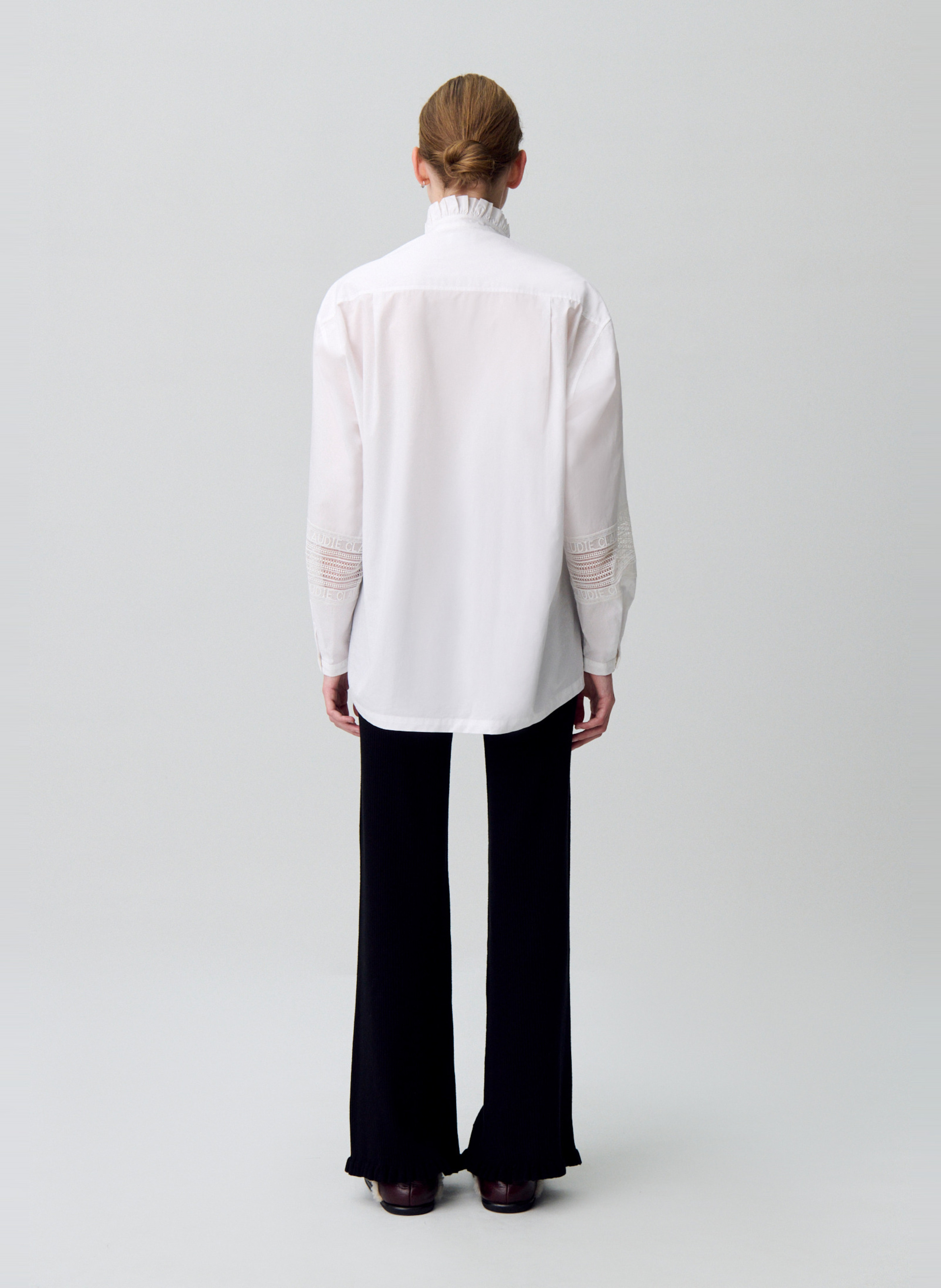 Bluse mit Rüschenkragen aus Baumwolle CLAUDIE PIERLOT Weiss