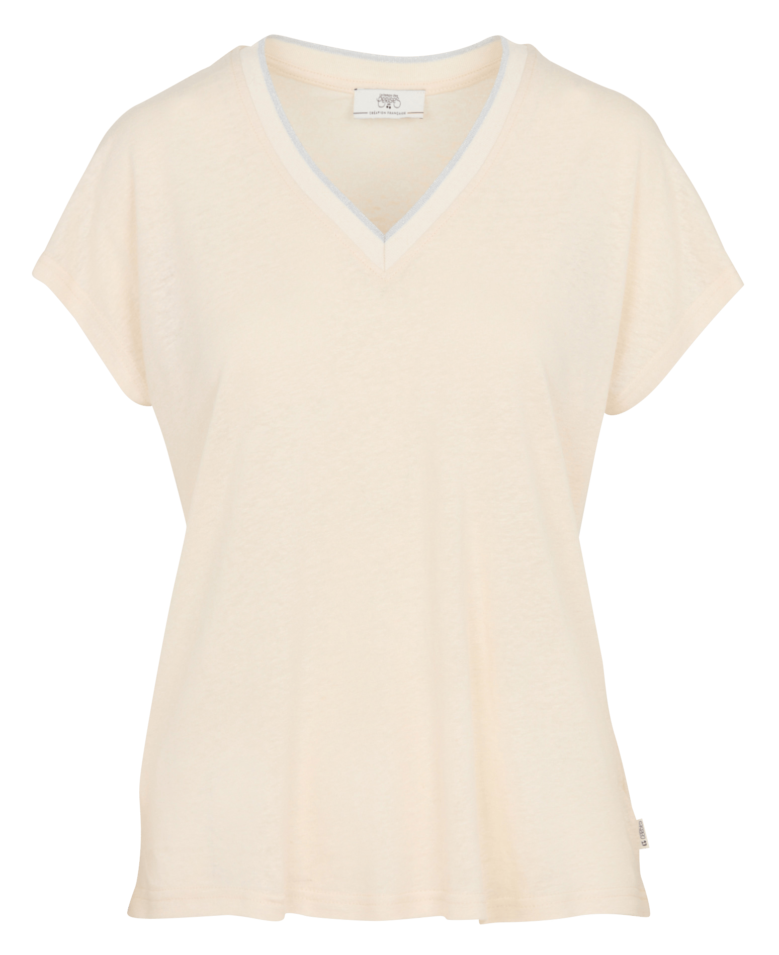 Rundhals-T-Shirt aus Baumwolle mit Stickerei LE TEMPS DES CERISES Blau