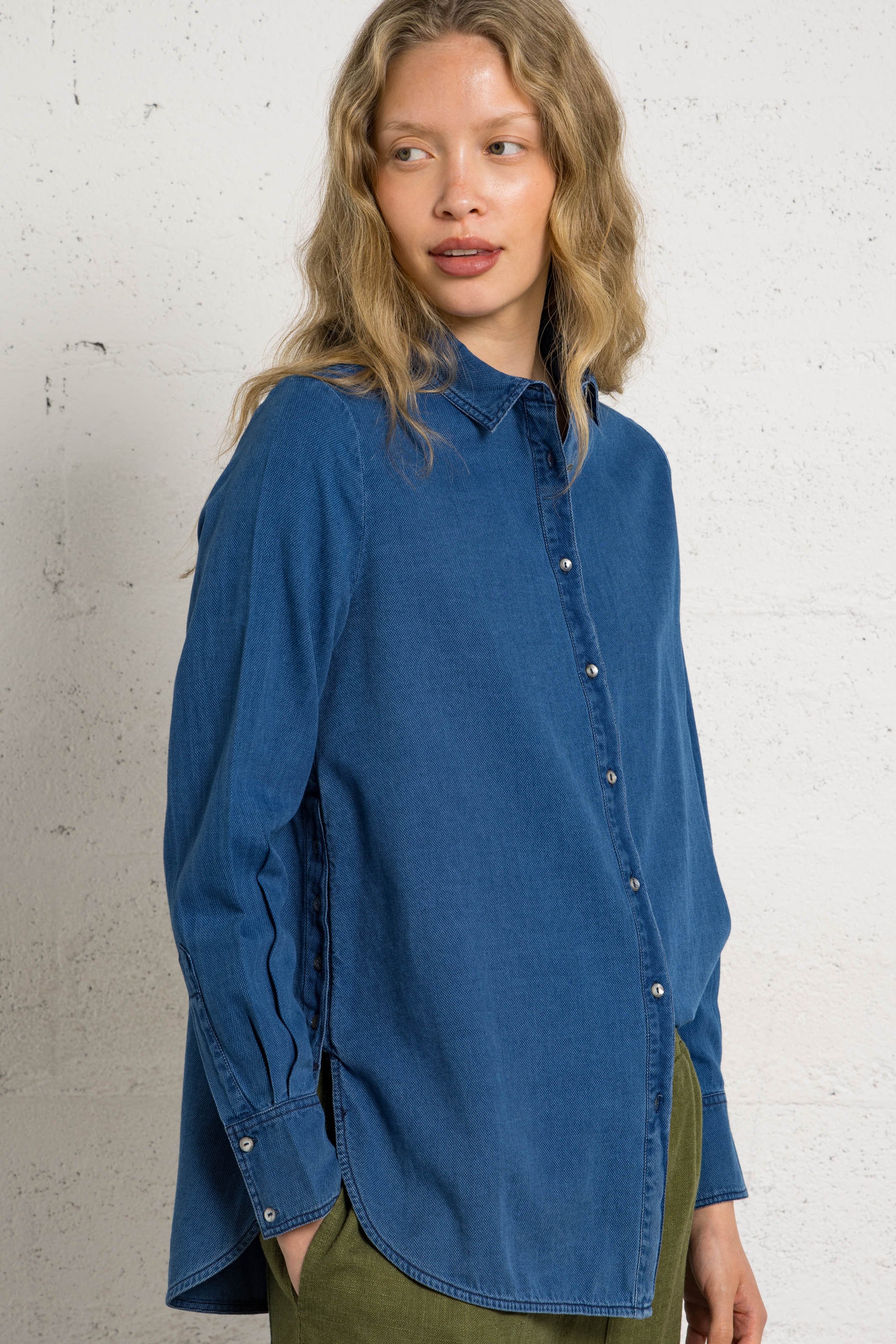 Baumwoll-Bluse BELLA JONES Blau