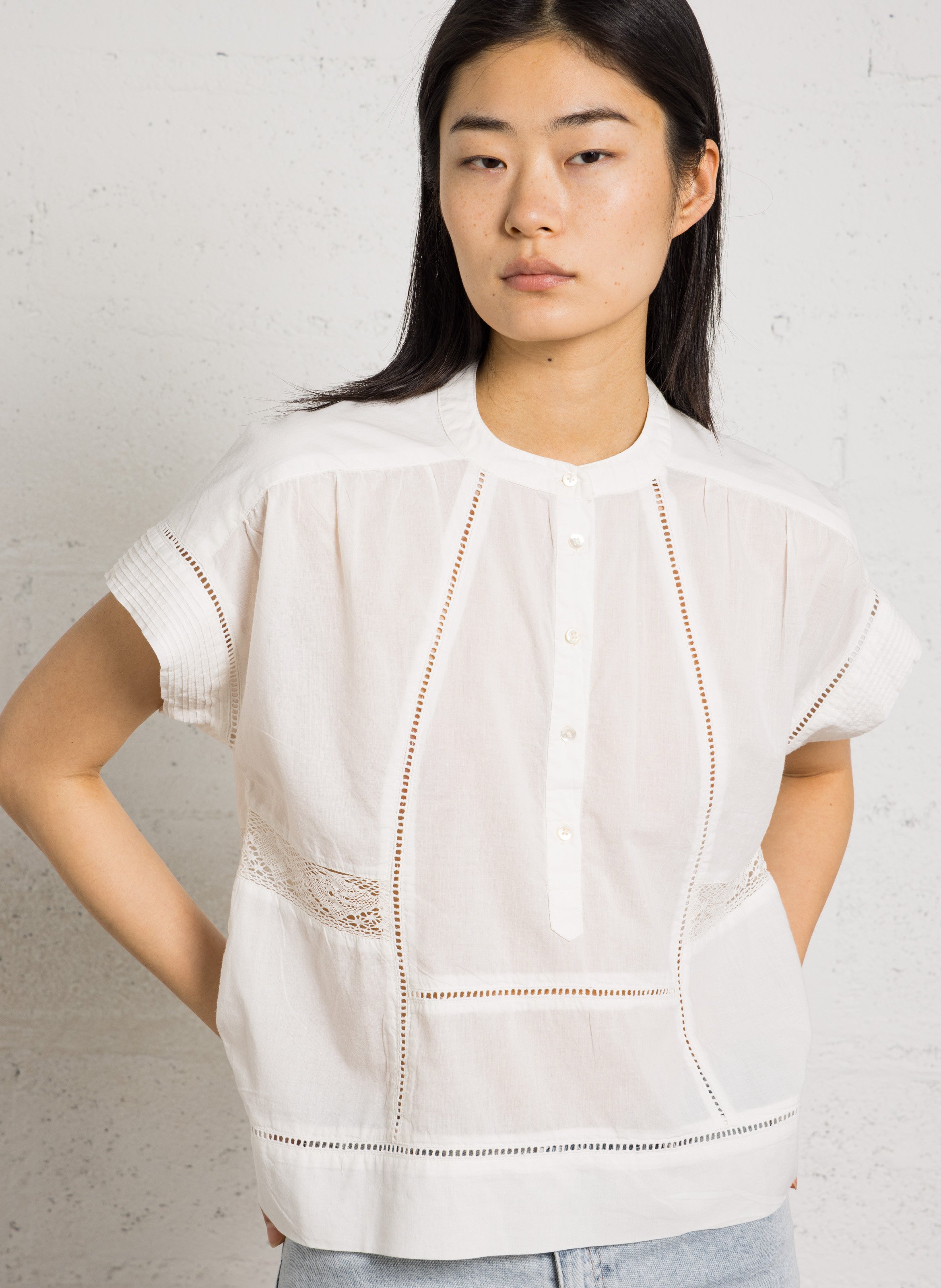 Straight cotton round-neck blouse HARTFORD Multicolored