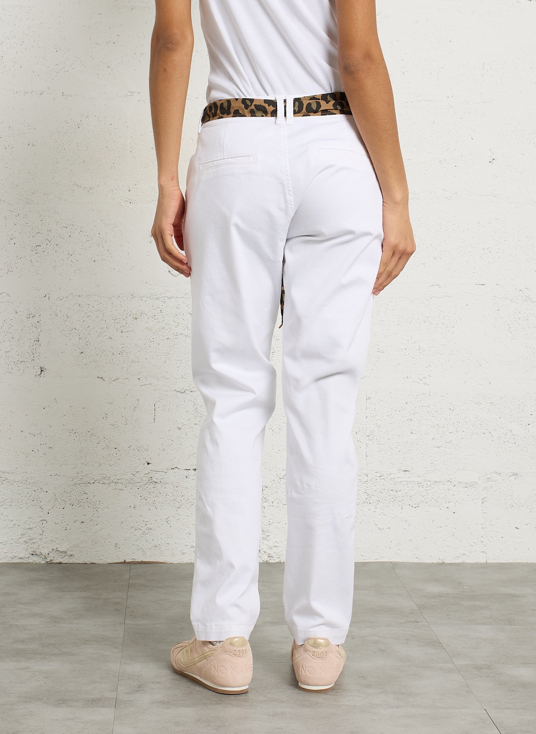 Pantalon droit en coton mélangé LE TEMPS DES CERISES Blanc