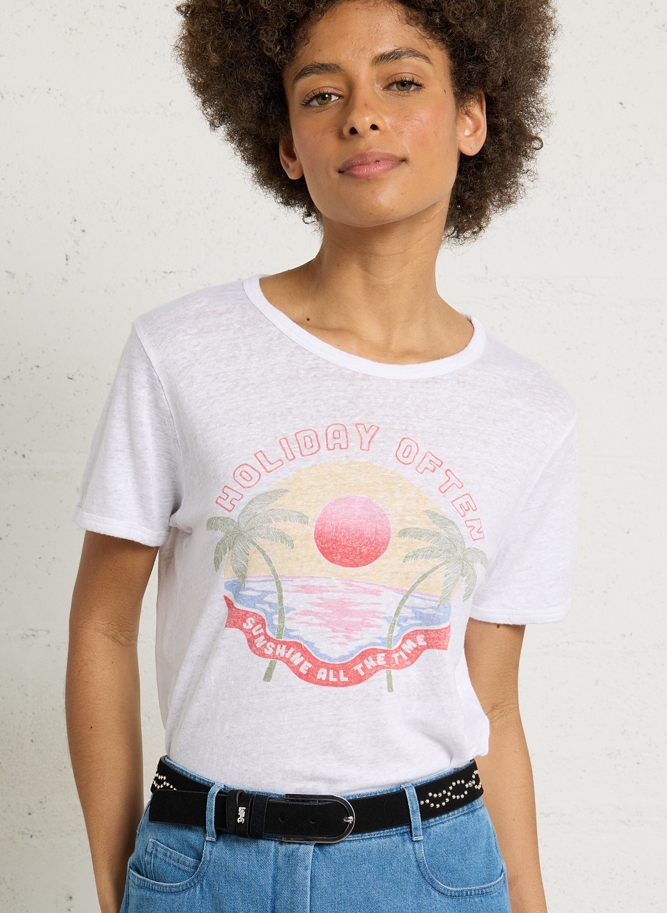 Linen T-shirt HARTFORD White