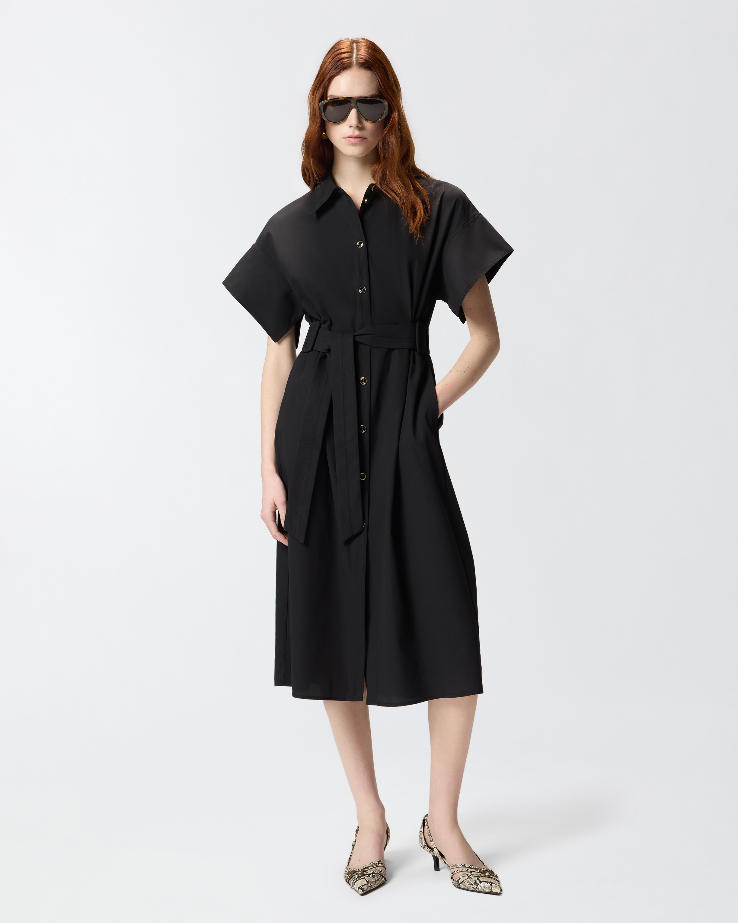 Robe chemise midi ceinturée PINKO Noir