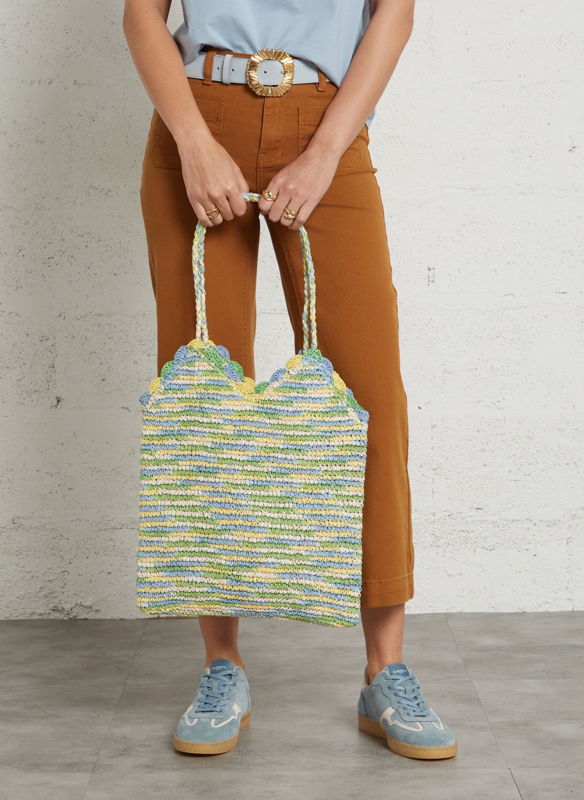 Sac moyen crochet en raphia PETITE MENDIGOTE Vert