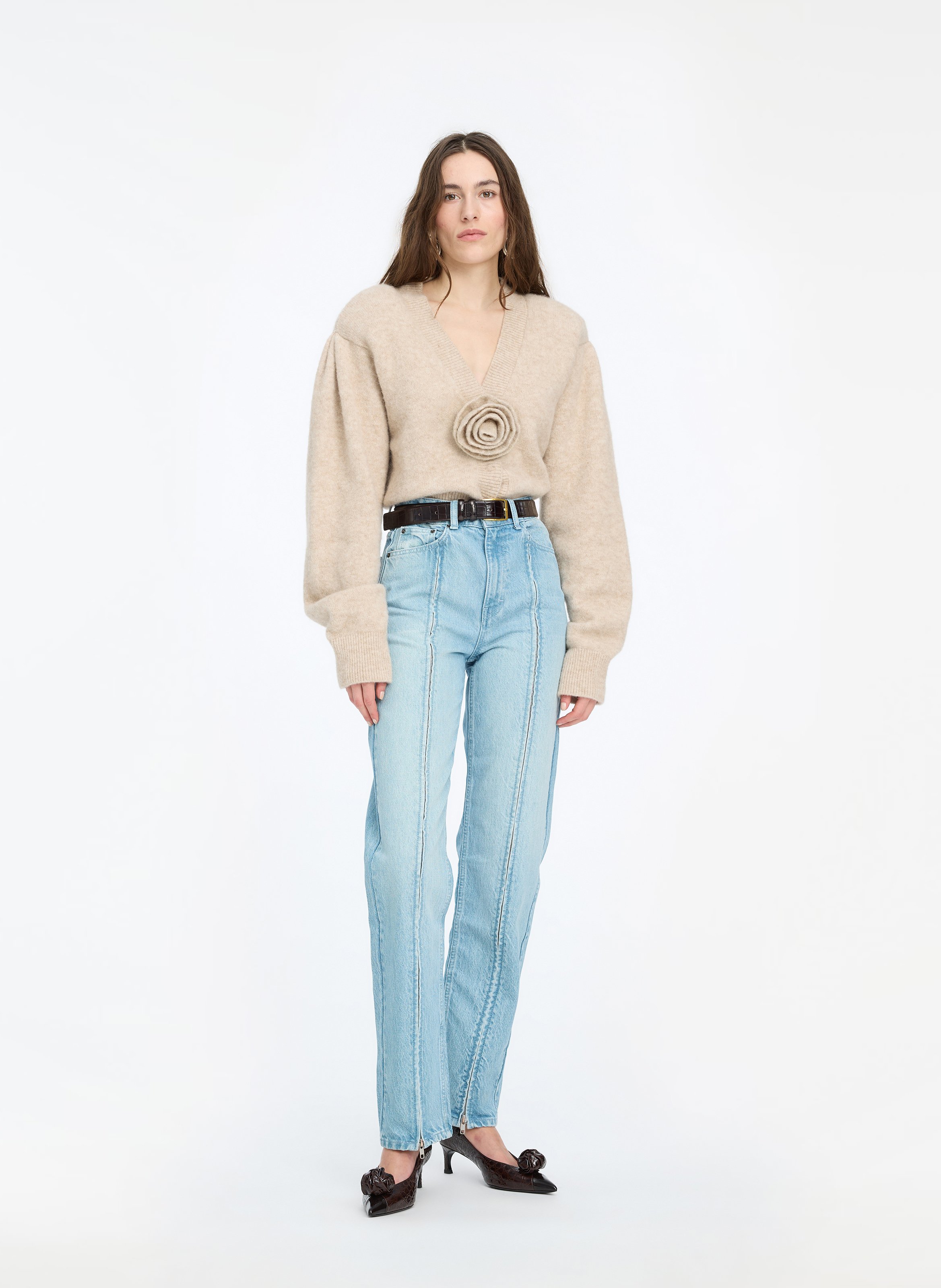 Rechte jeans van biologische katoen met hoge taille ROTATE Blauw