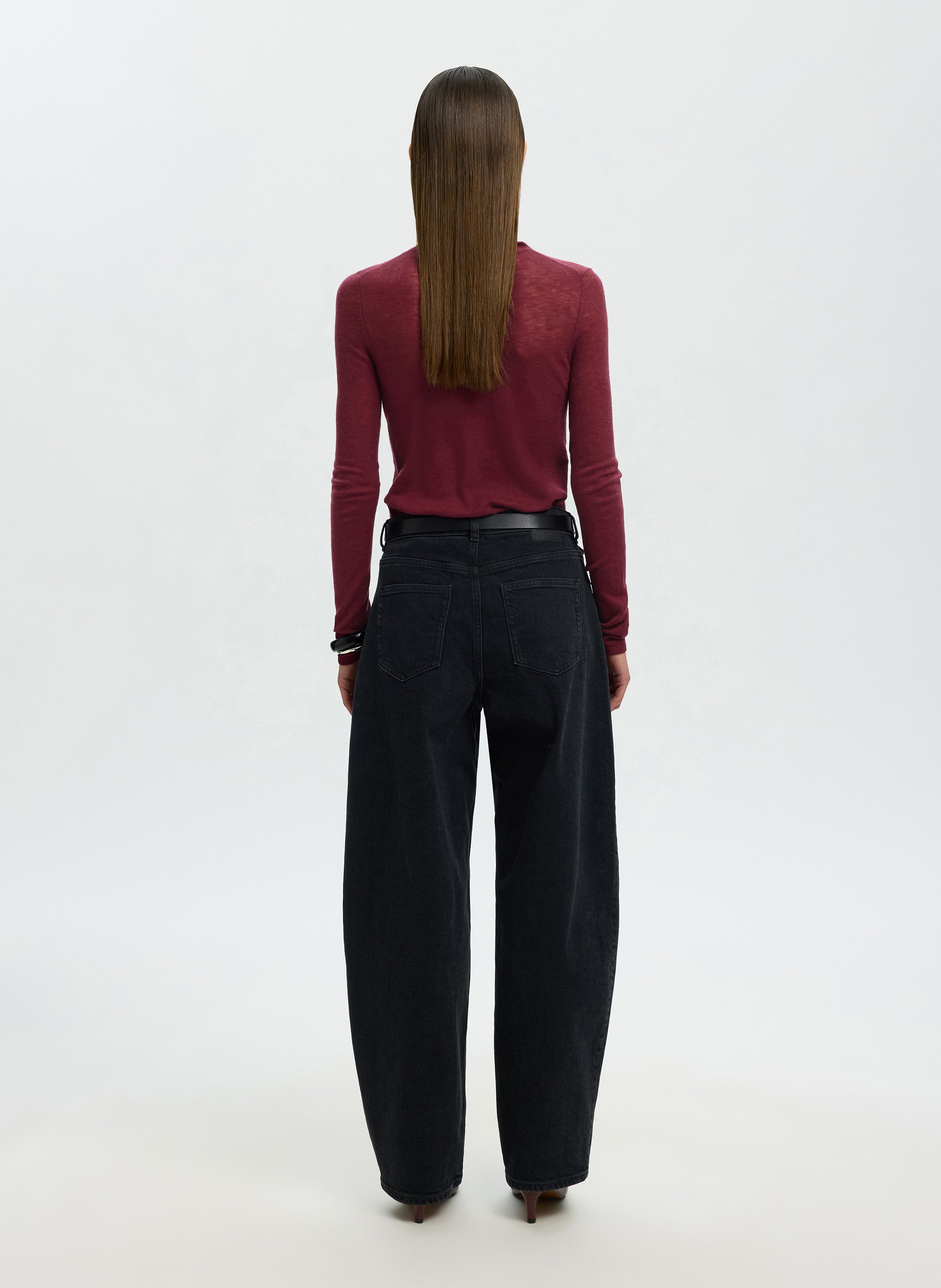 Tee-shirt col roulé uni en laine | Prune SELECTED Femme