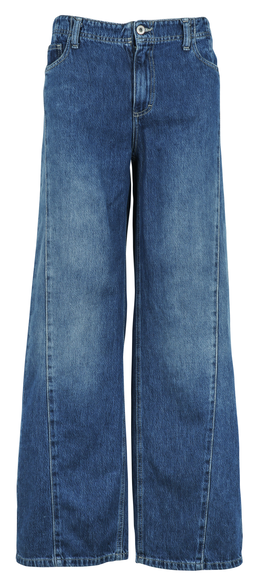 Jean large à surpiqures en coton mélangé PLEASE Bleu