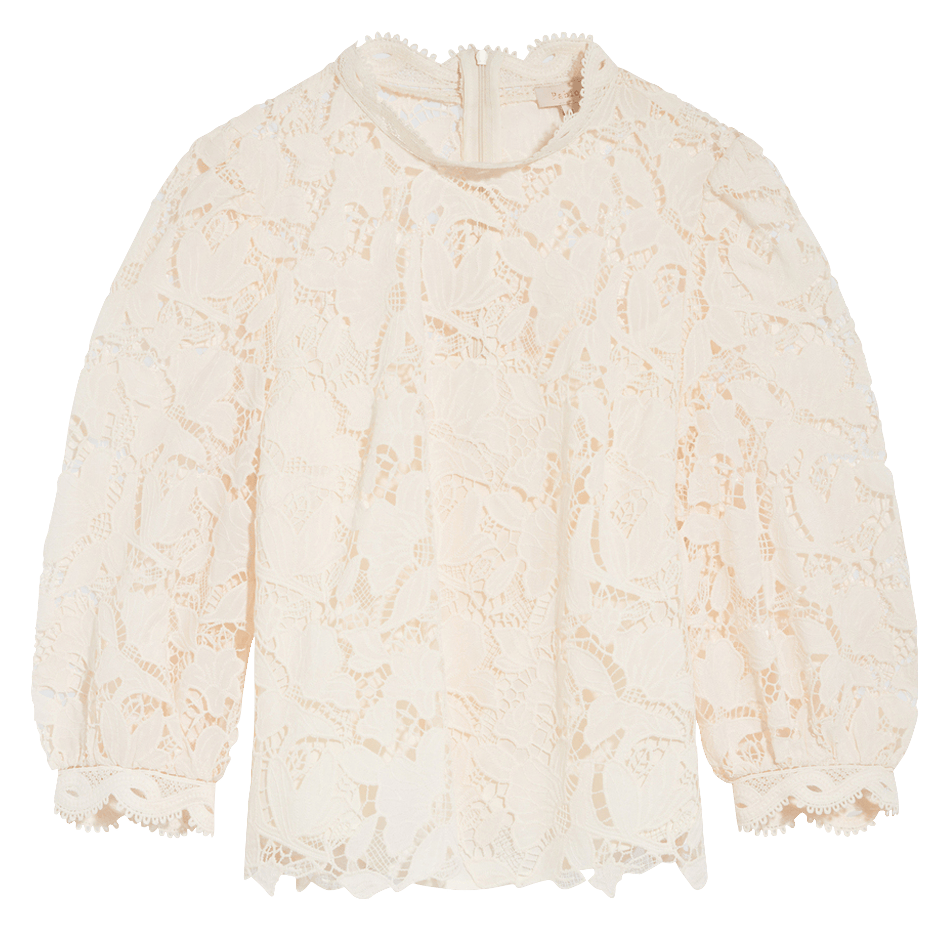 High-neck lace top PABLO Beige