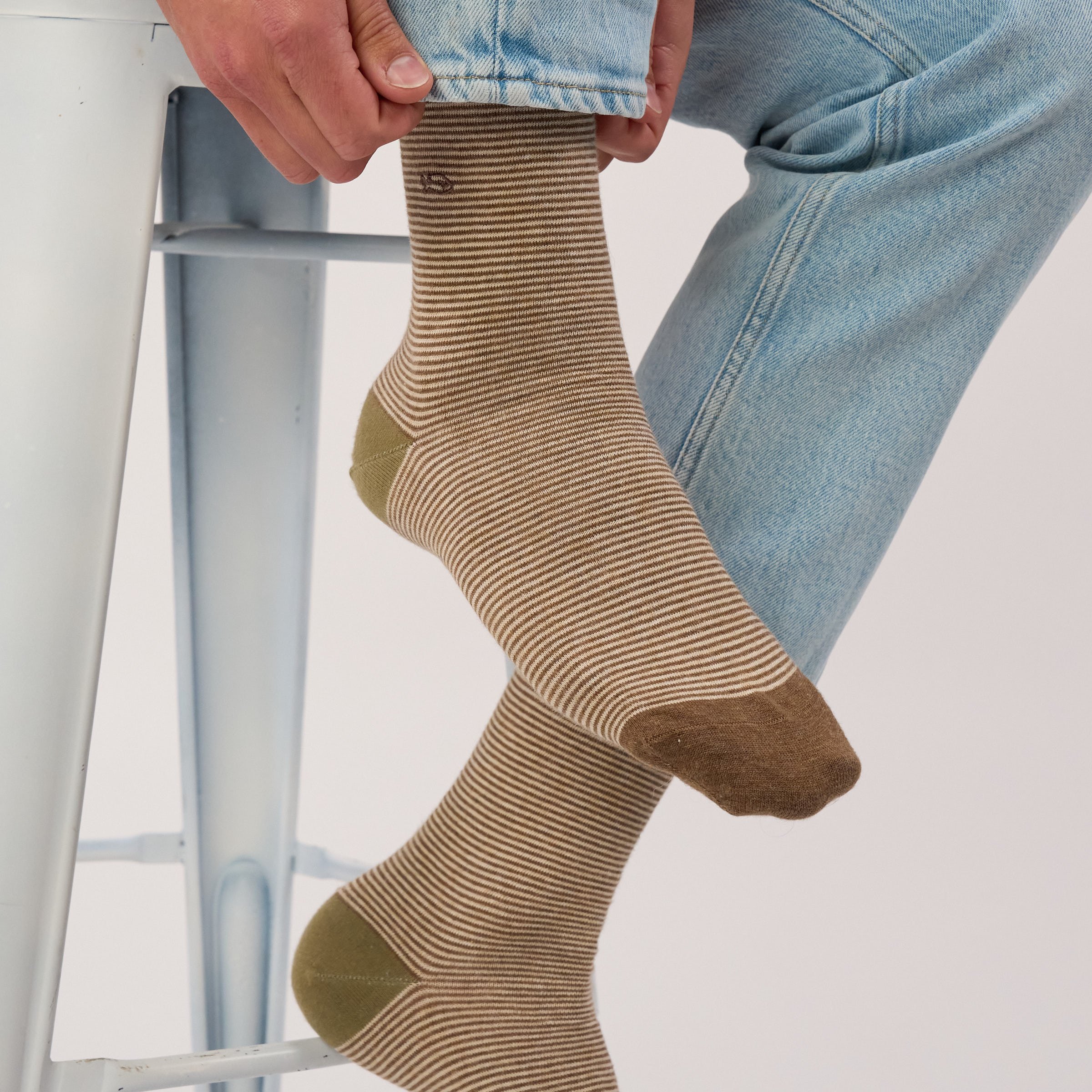 Combed cotton striped socks | Brown BILLYBELT Men