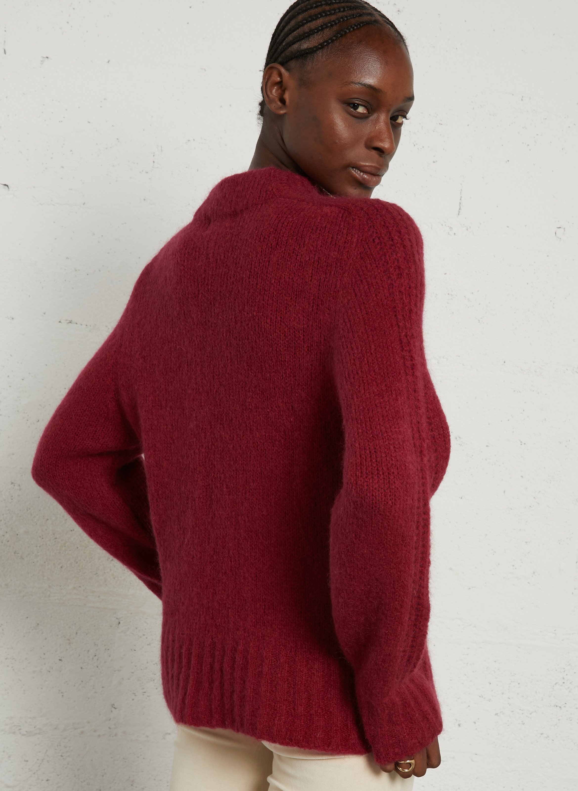 High-neck wool-blend sweater MAISON ANJE Plums