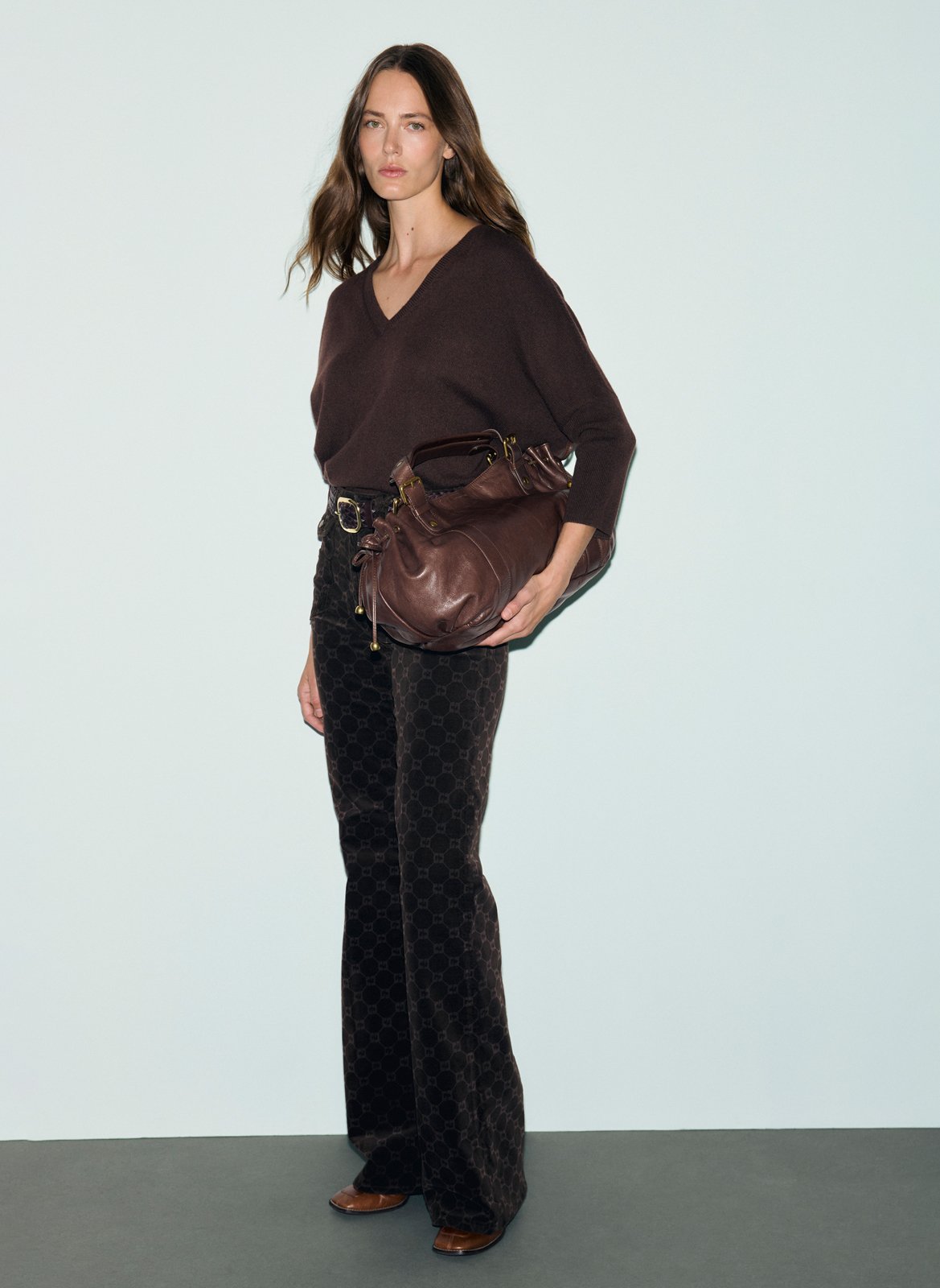 Oversized V-neck cashmere sweater GERARD DAREL Brown