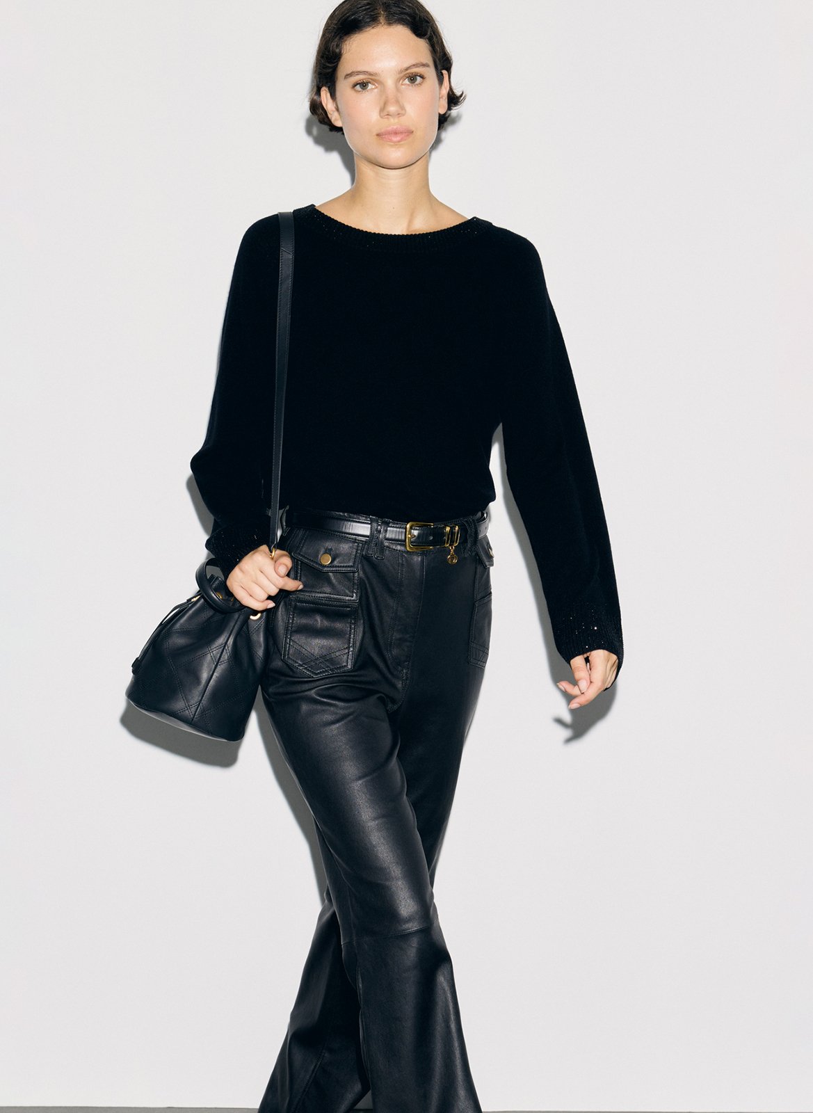 Straight wool sweater with rhinestones GERARD DAREL Black