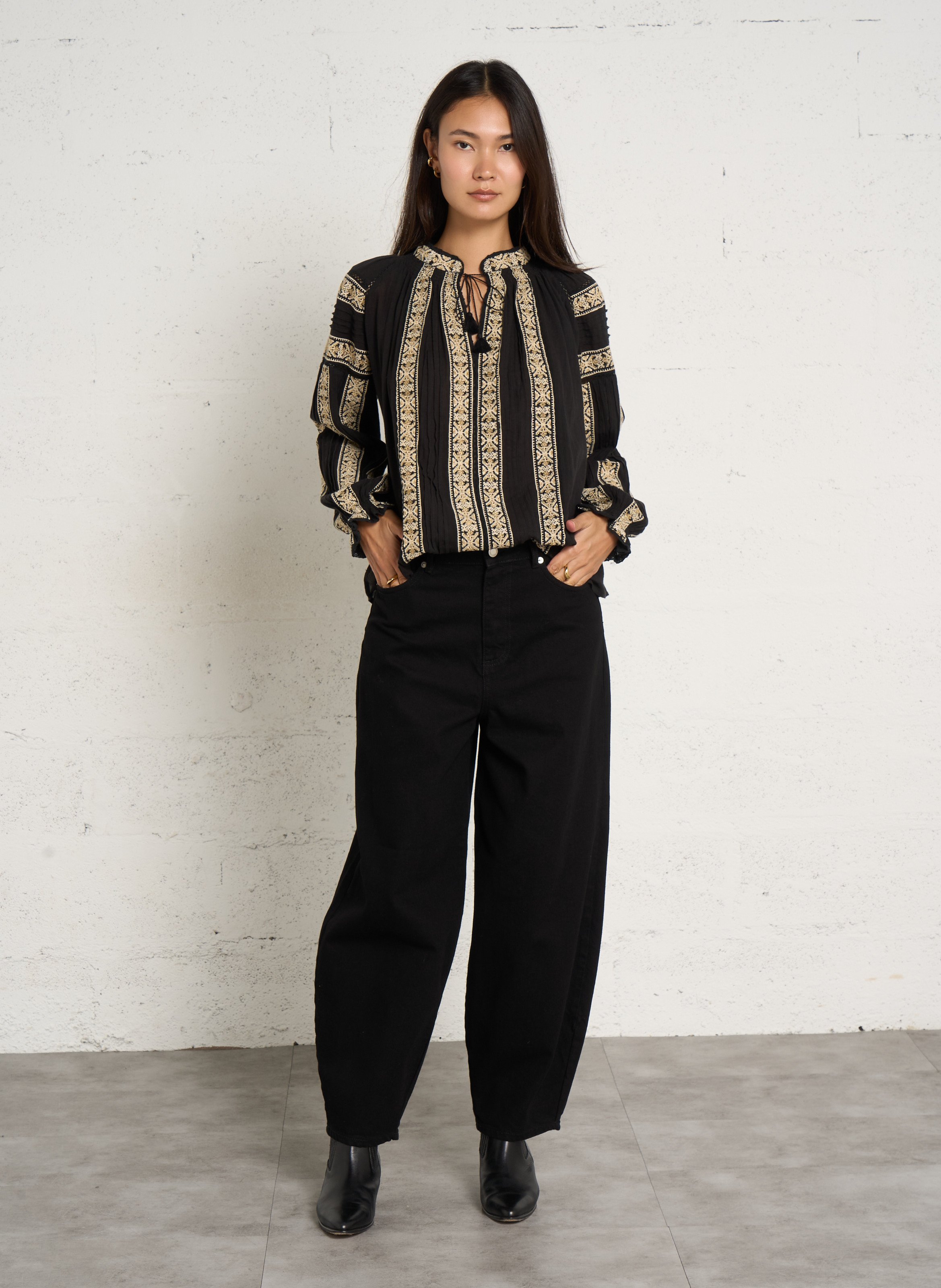Cotton denim jeans IKKS Black