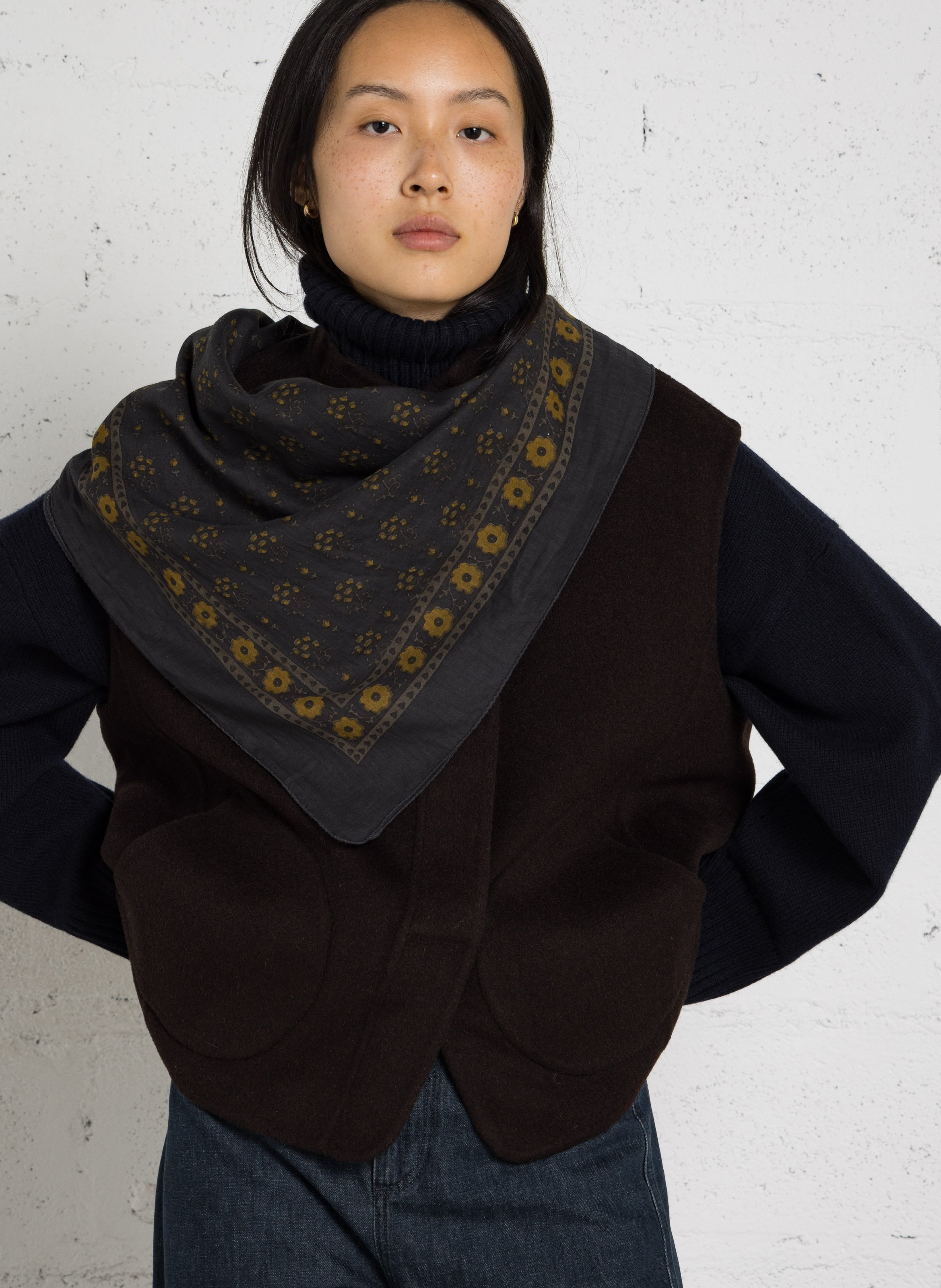 Vierkante, katoenen foulard met print SOEUR