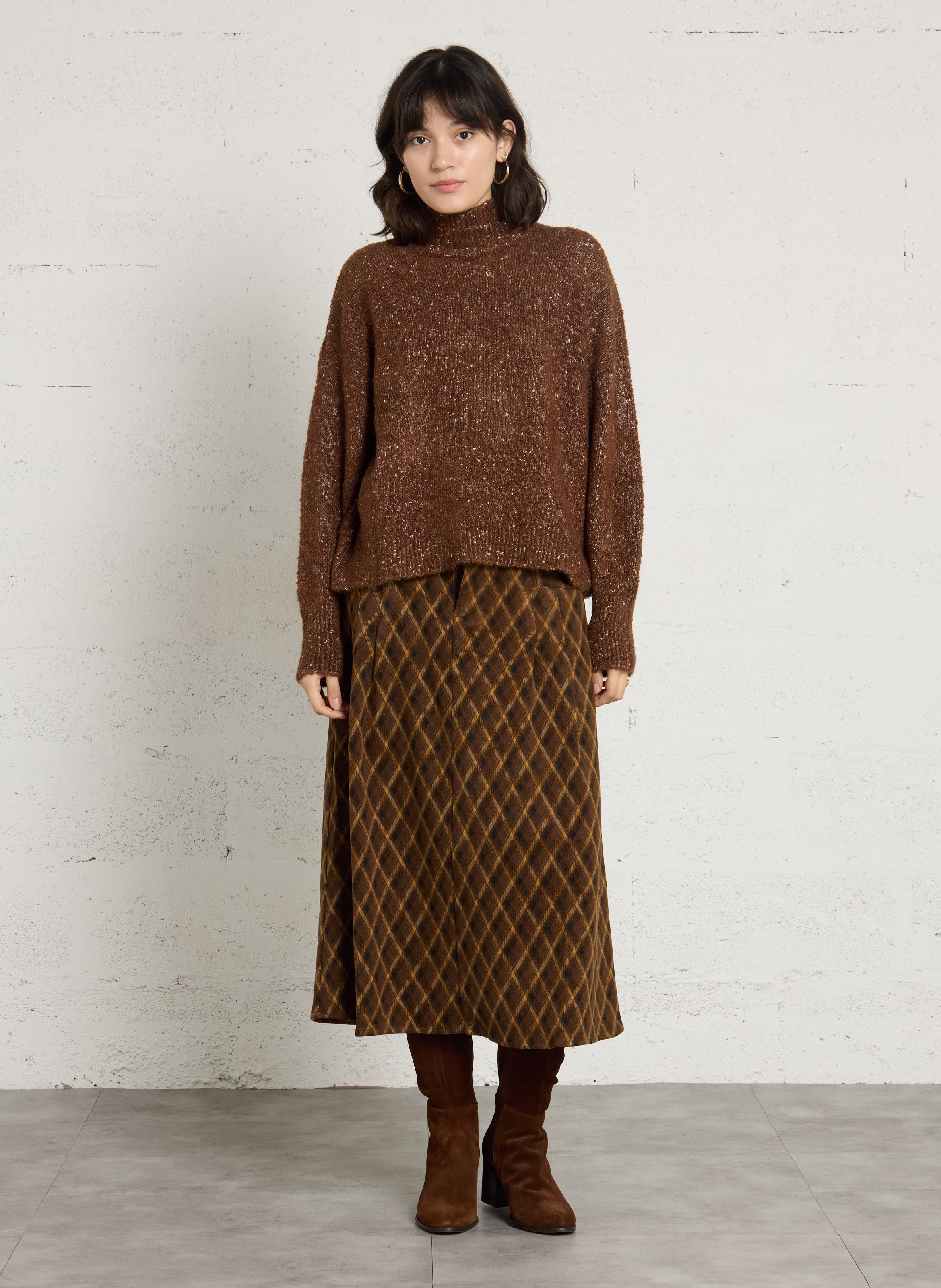 Bottes bout rond en cuir velours BOCAGE Marron