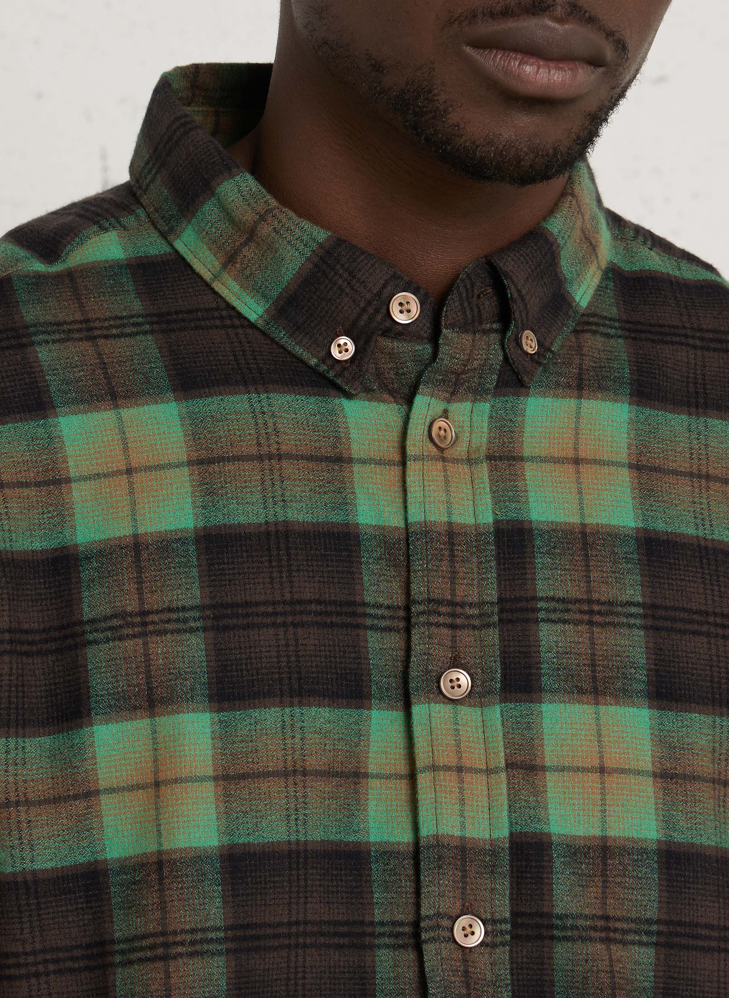 Chemise droite col américain à carreaux PAUL SMITH Vert