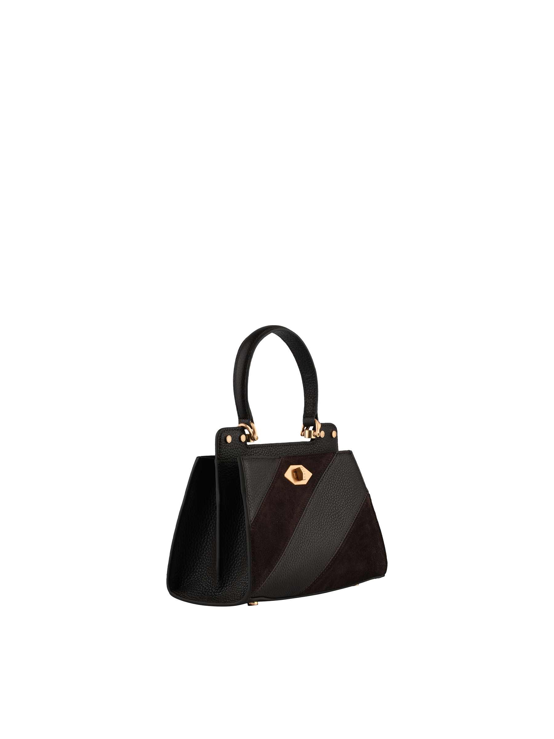 Cowhide leather handbag with a suede-effect finish POURCHET Multicolored