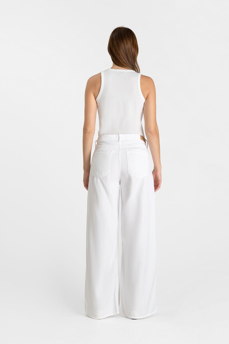 High-waisted loose-fit zip jeans LE TEMPS DES CERISES White