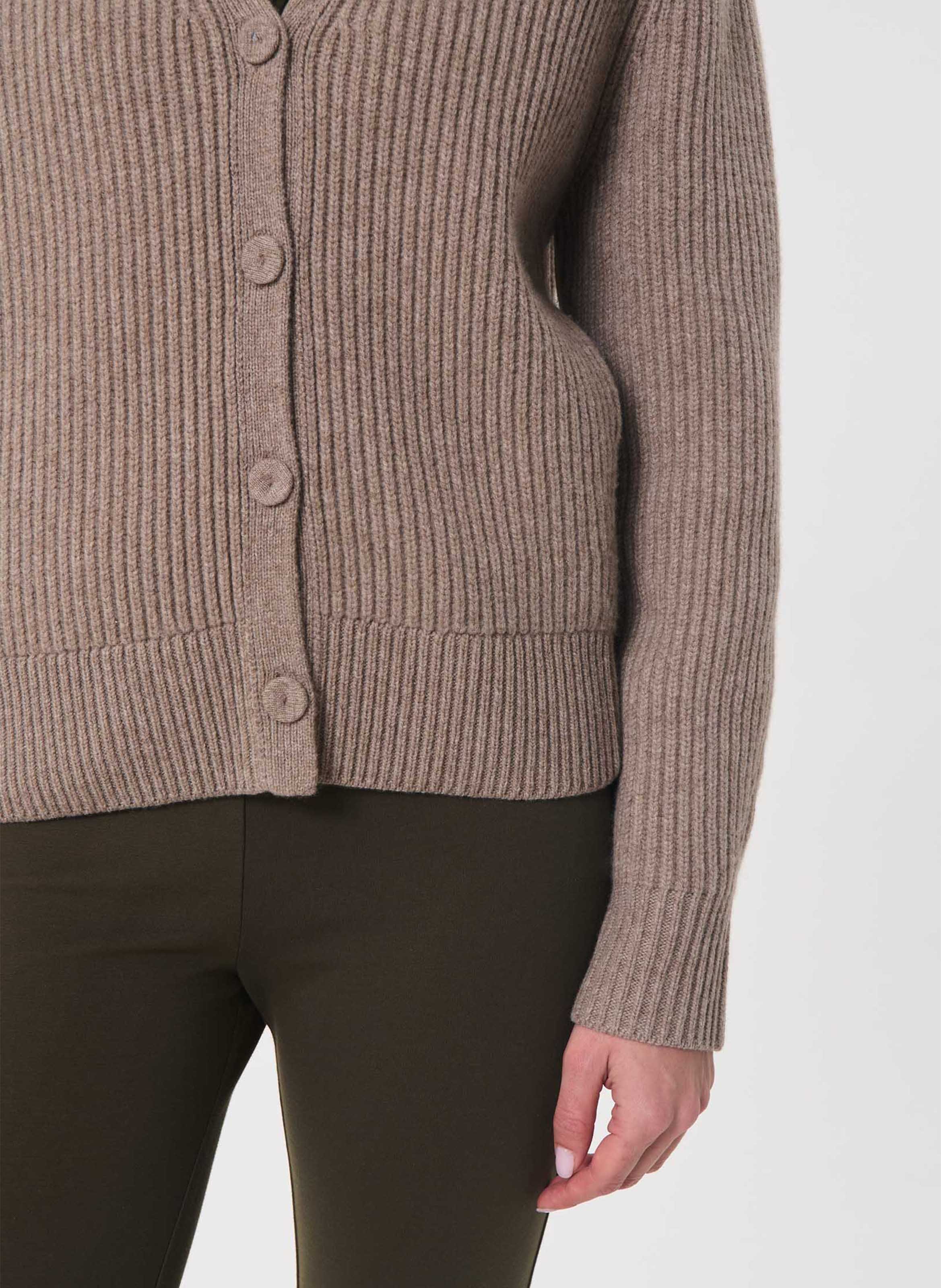 Loose-fit wool-blend V-neck cardigan TARA JARMON Brown