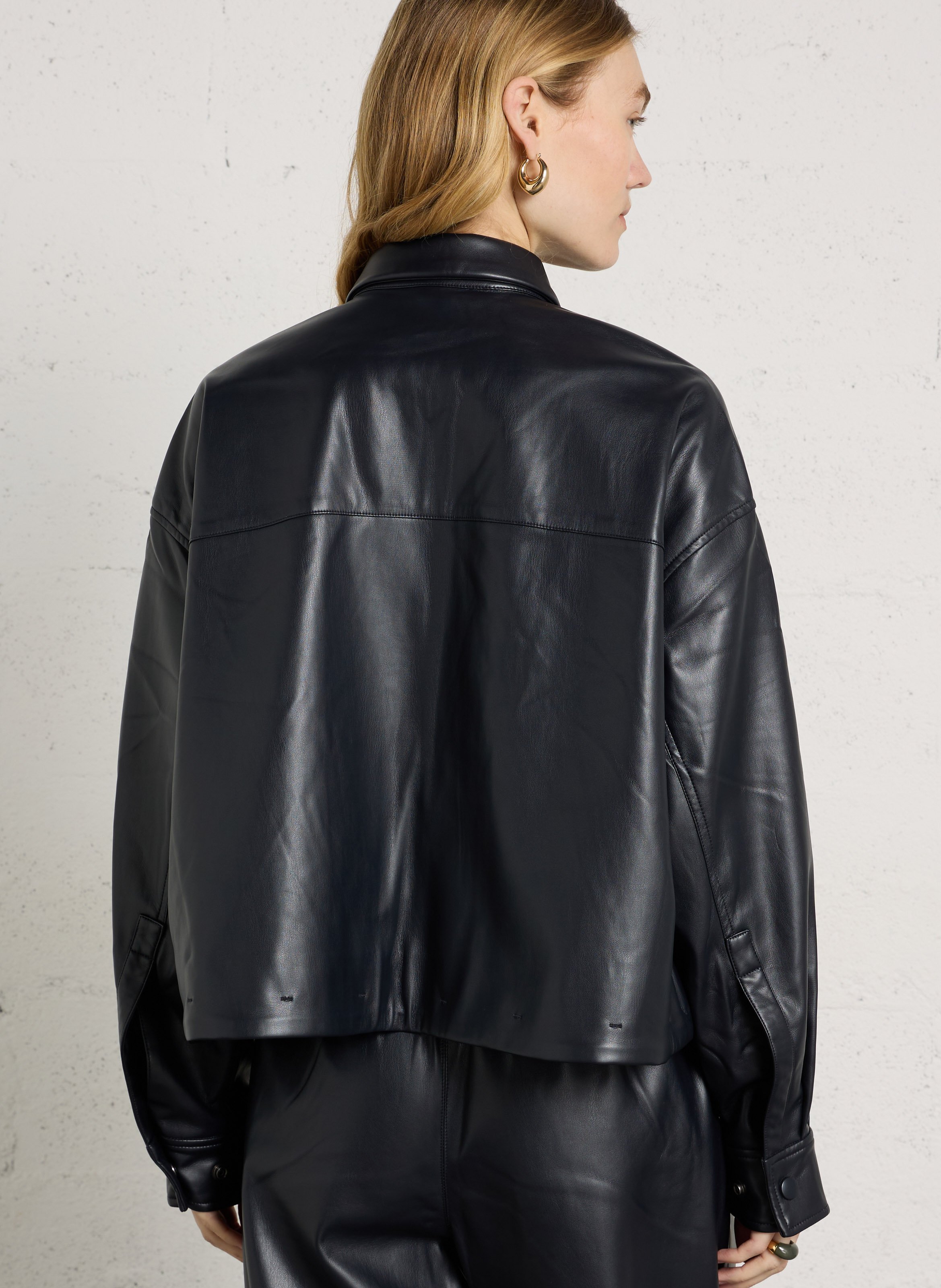 Imitation leather jacket BERENICE Blue
