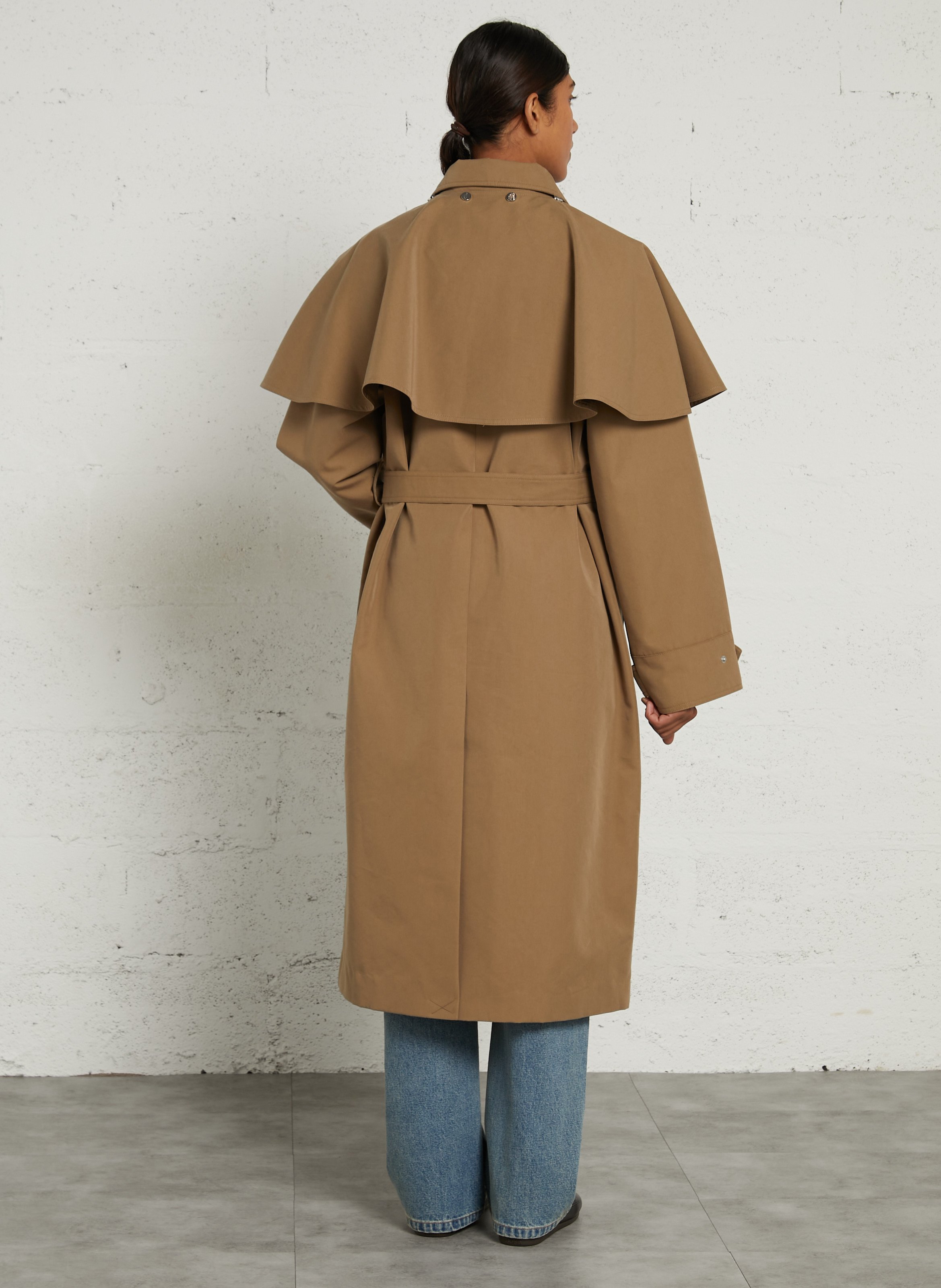 Trench long cintré en coton BERENICE Beige