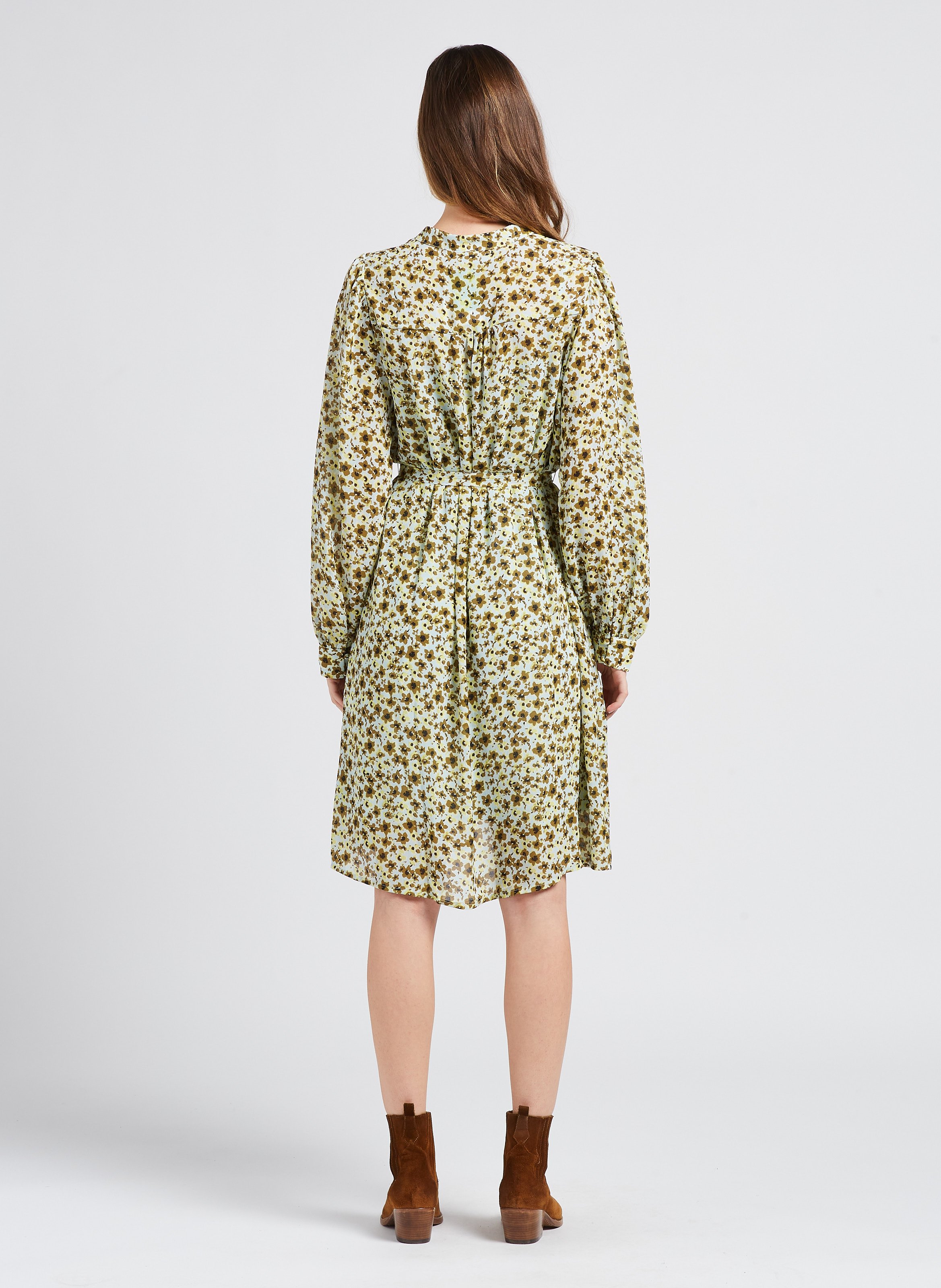Robe midi col rond à fleurs  MOSS COPENHAGEN Multicolore