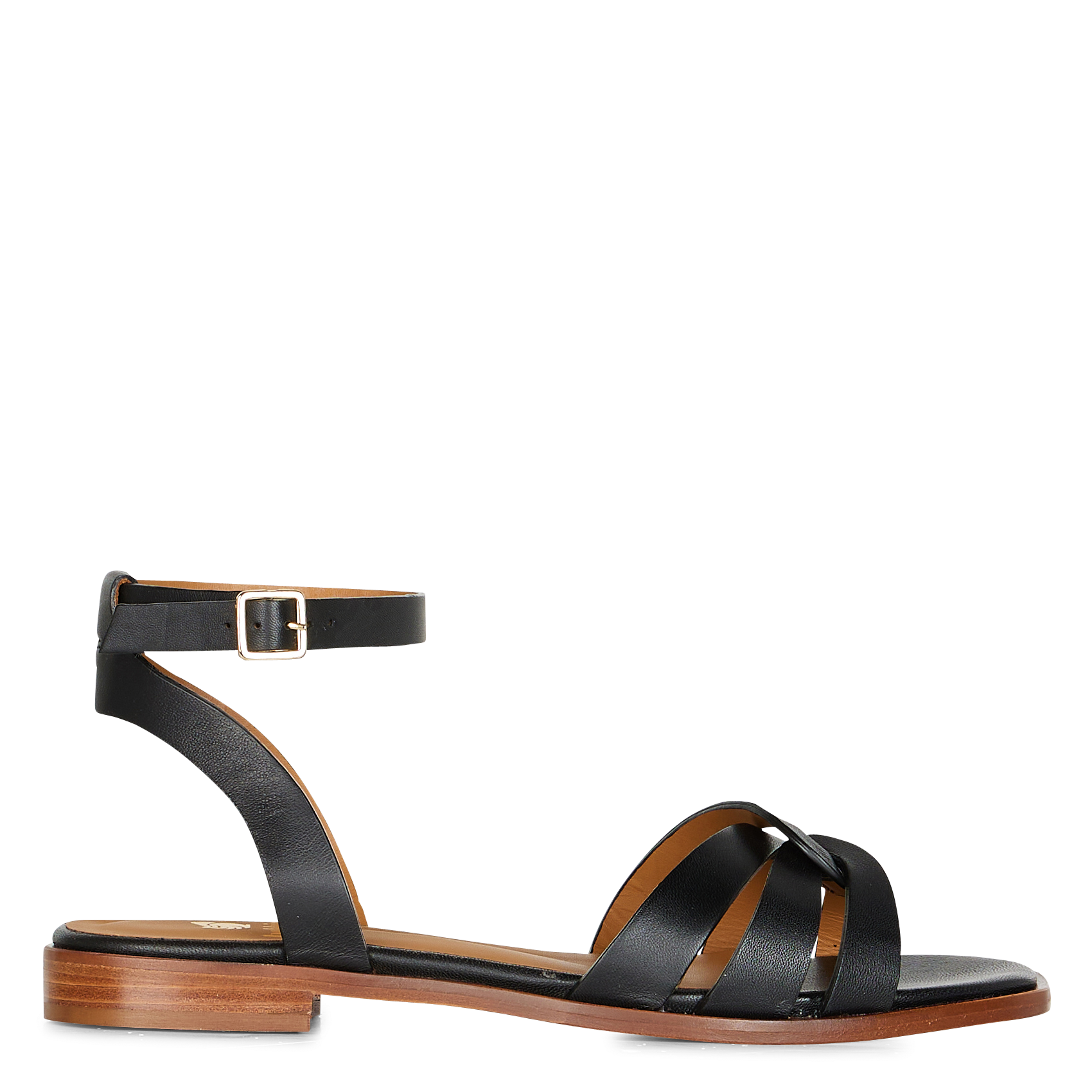 Sandales plates en cuir BOBBIES Noir