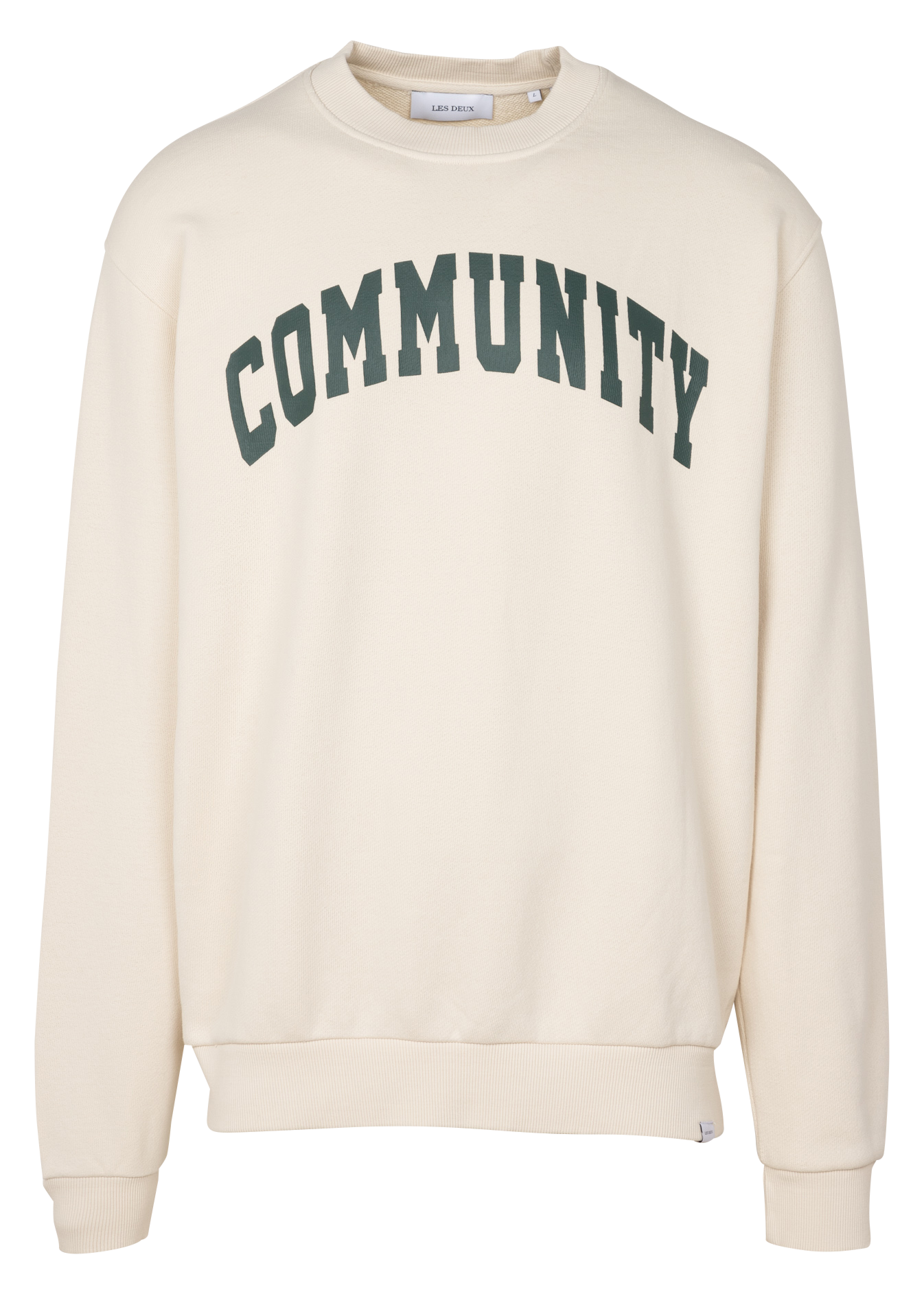 Round-neck cotton sweatshirt with screen print LES DEUX Beige