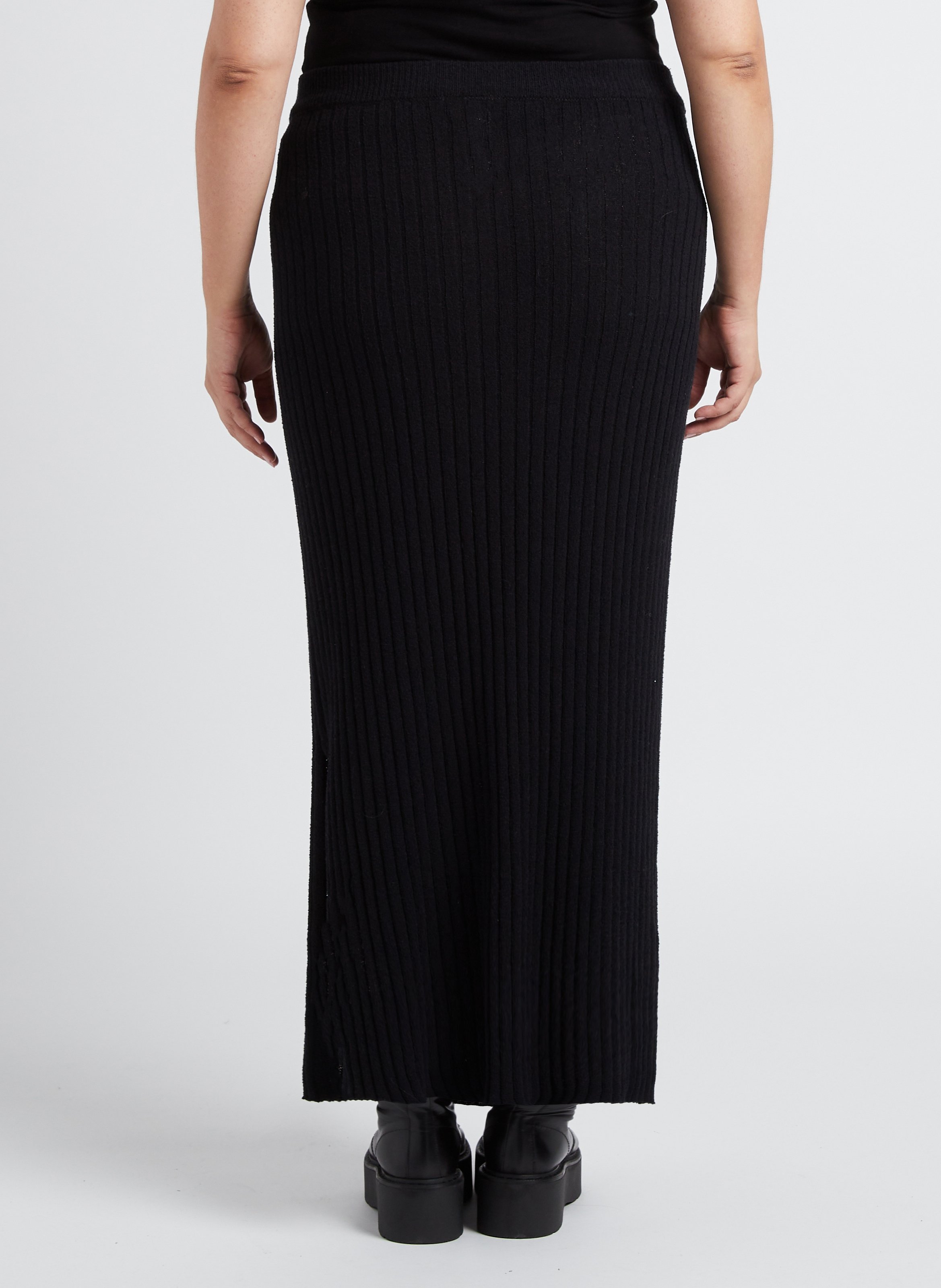 Halflange rok van katoenmix GINA TRICOT Zwart