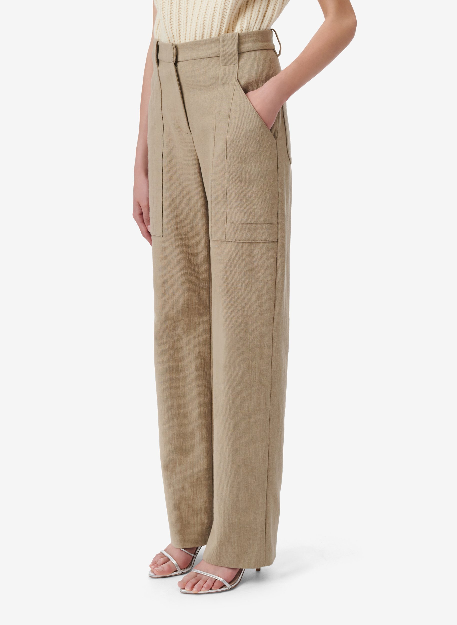 Katoenen straight fit pantalon Taupe Iro - Dames WP23SONIRA Katoenen straight fit pantalon Taupe Iro - Dames WP23SONIRA