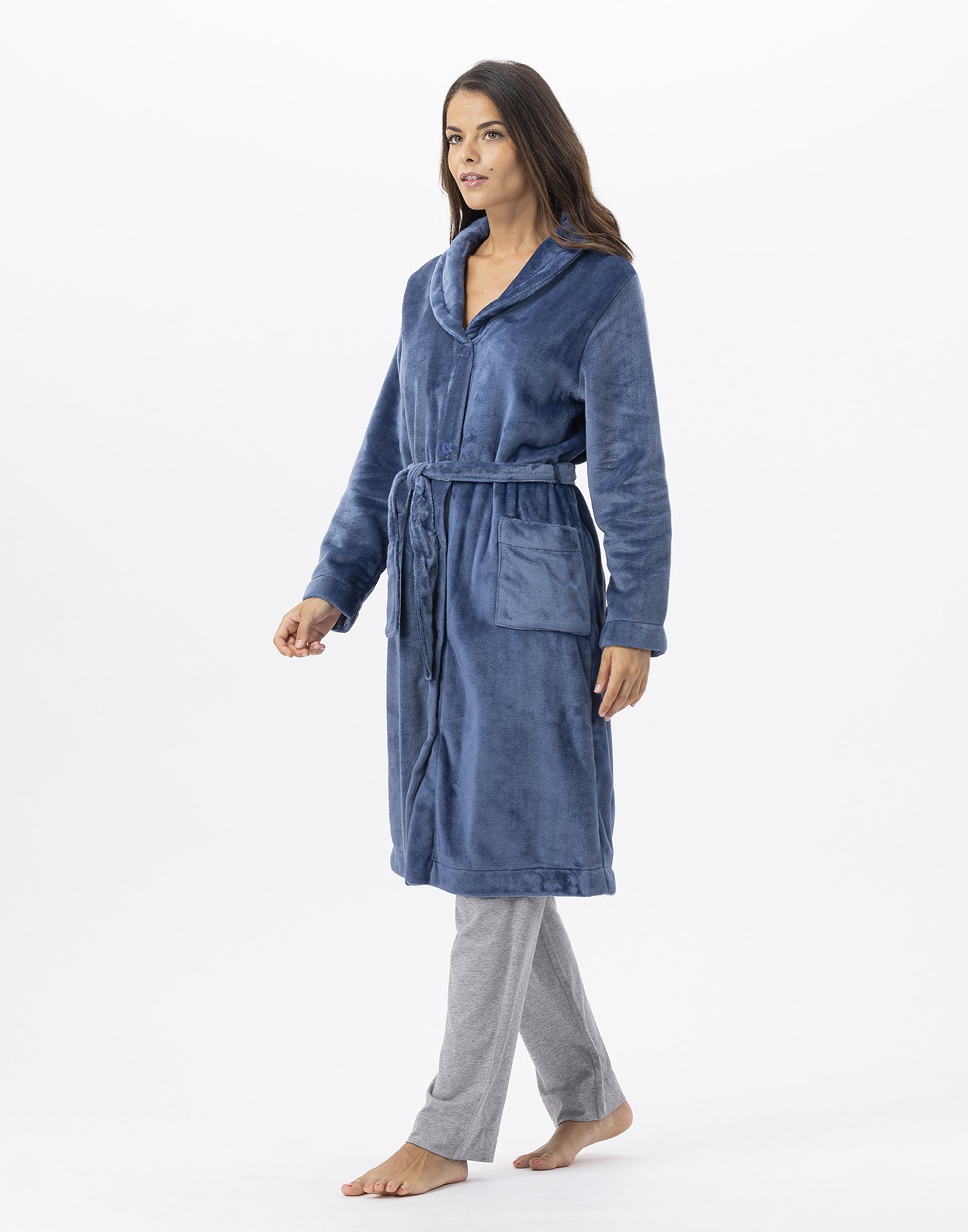 Plush flannel robe LE CHAT Blue