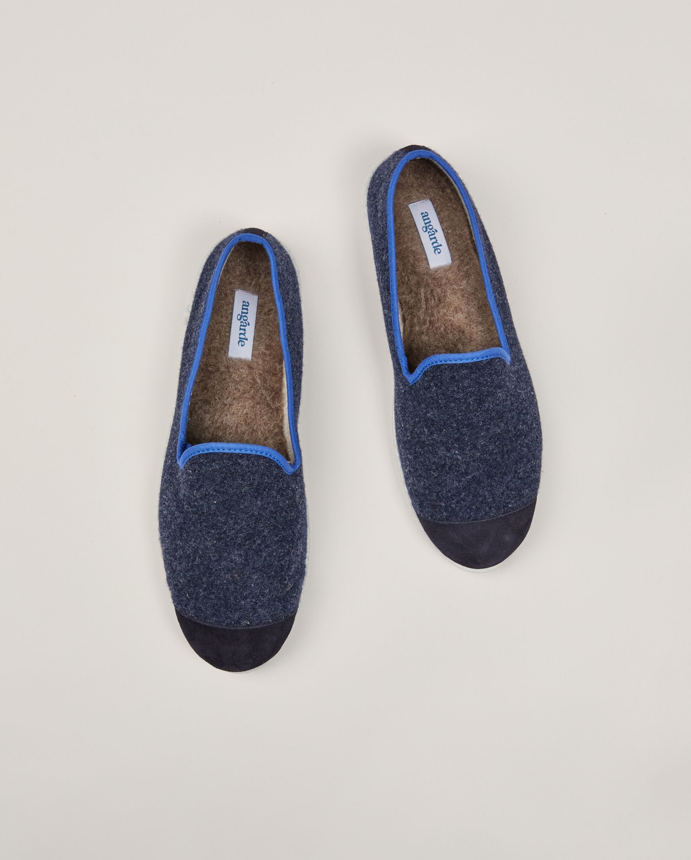 Men's wool slippers, navy ocean ANGARDE Blue