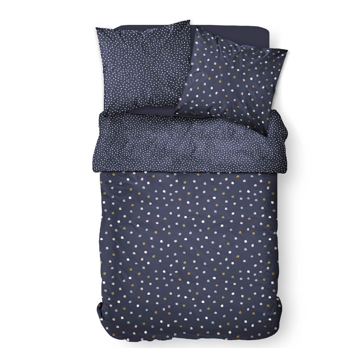 Polka dot printed cotton bedding set TODAY LINGE DE MAISON Blue