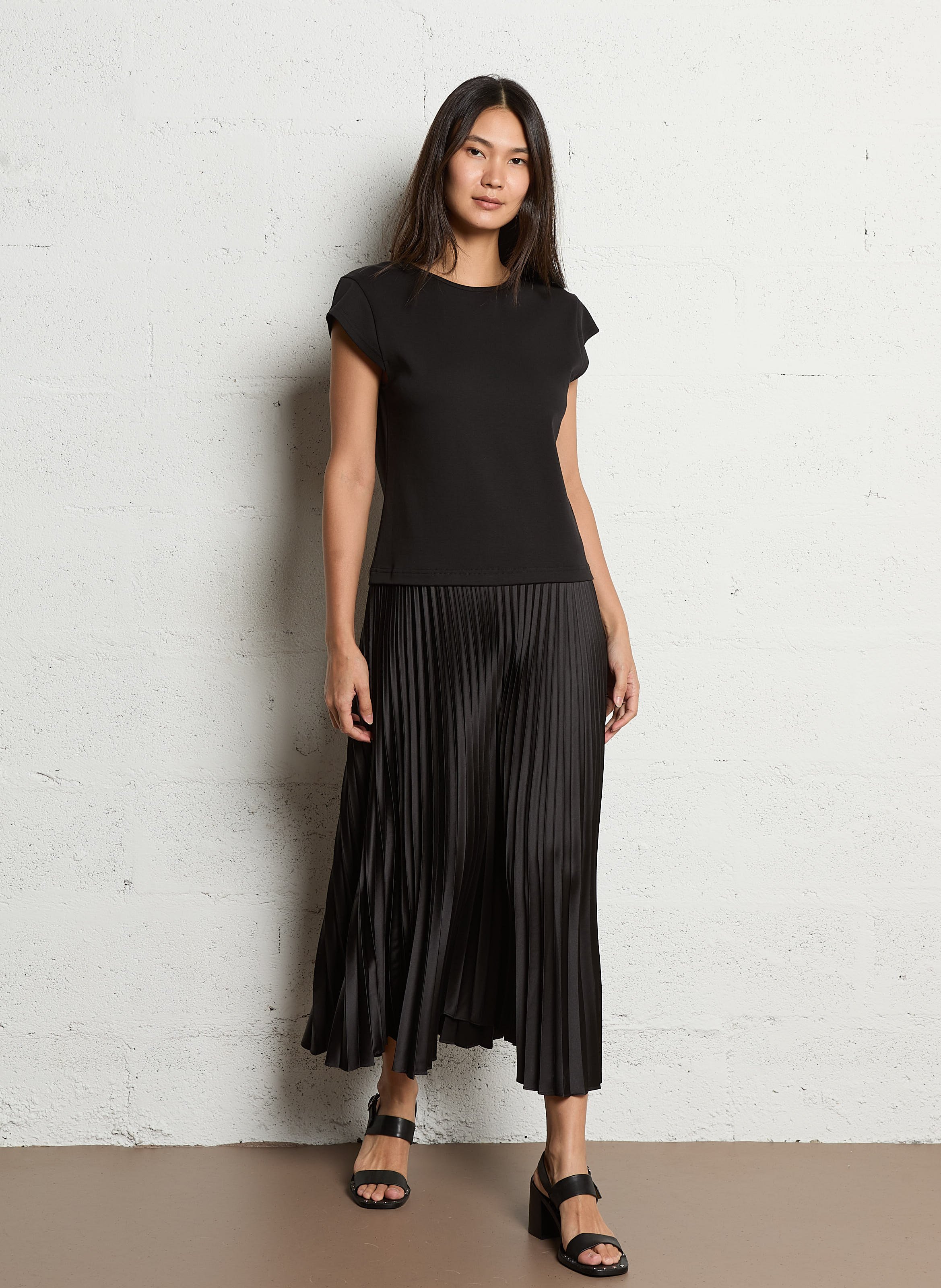 Gerade geschnittenes Kleid mit Rundhalsausschnitt IKKS Schwarz