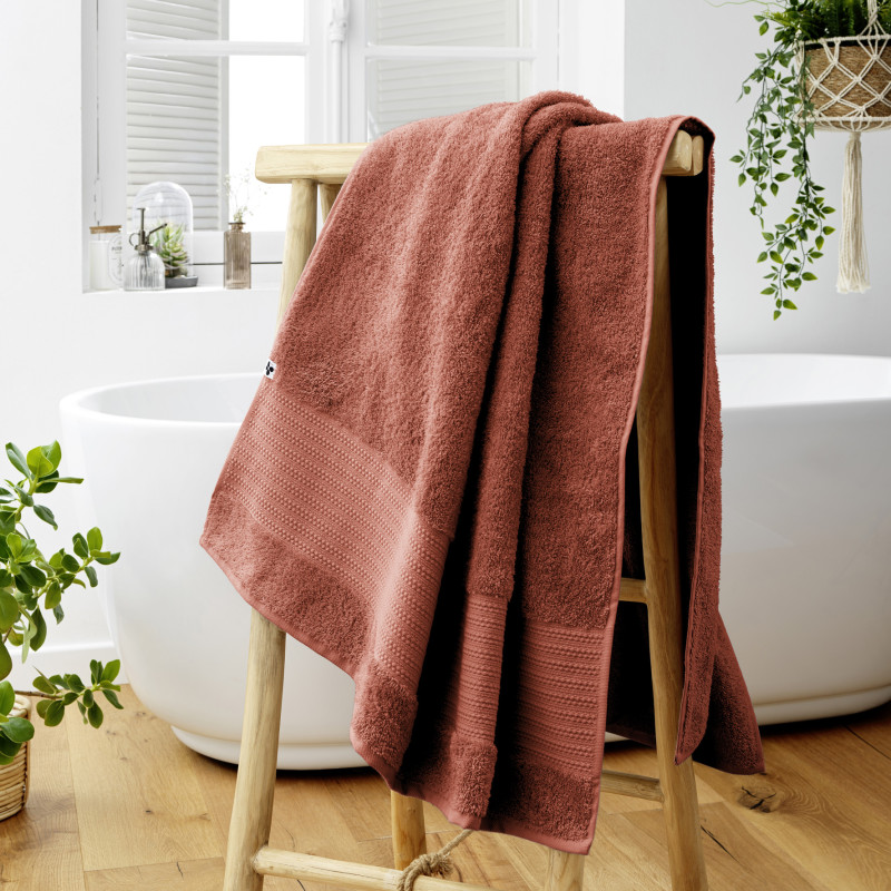 100% combed cotton bath towel L'EFFET PAPILLON Red