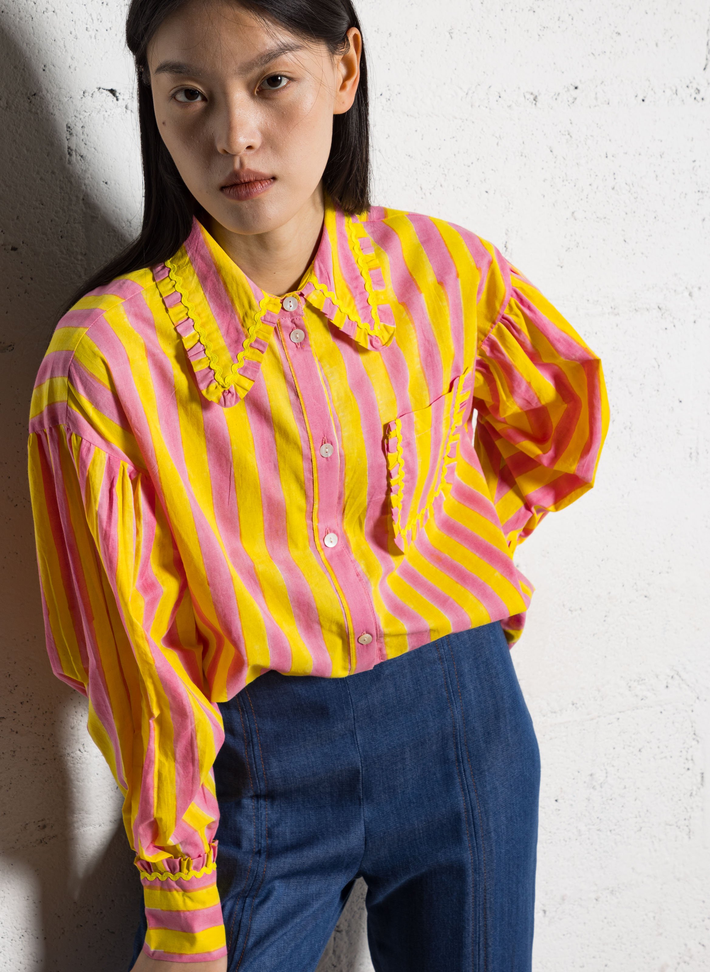 Chemise oversize en coton rayé Multicolore