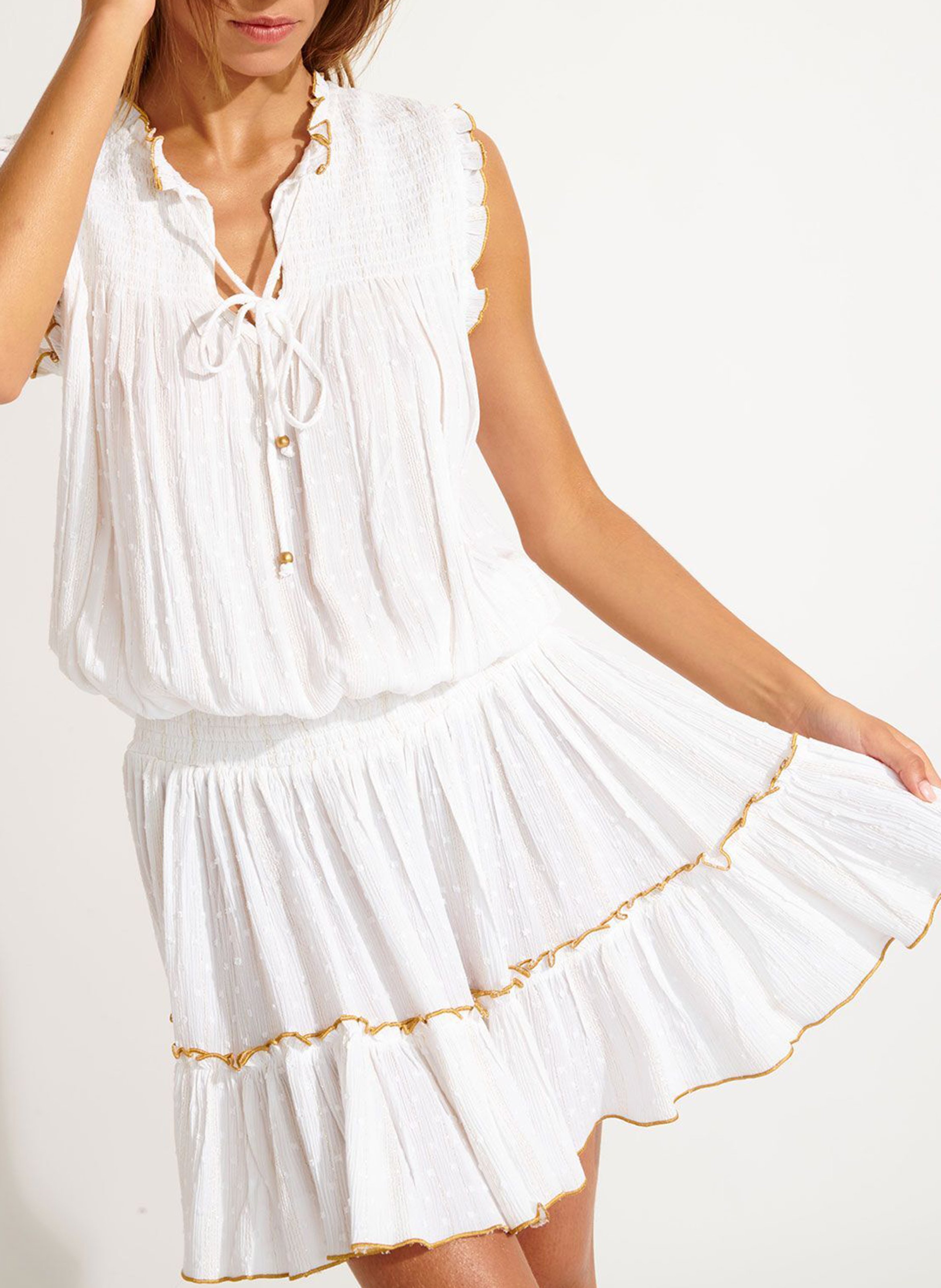Robe courte col victorien BANANA MOON Blanc