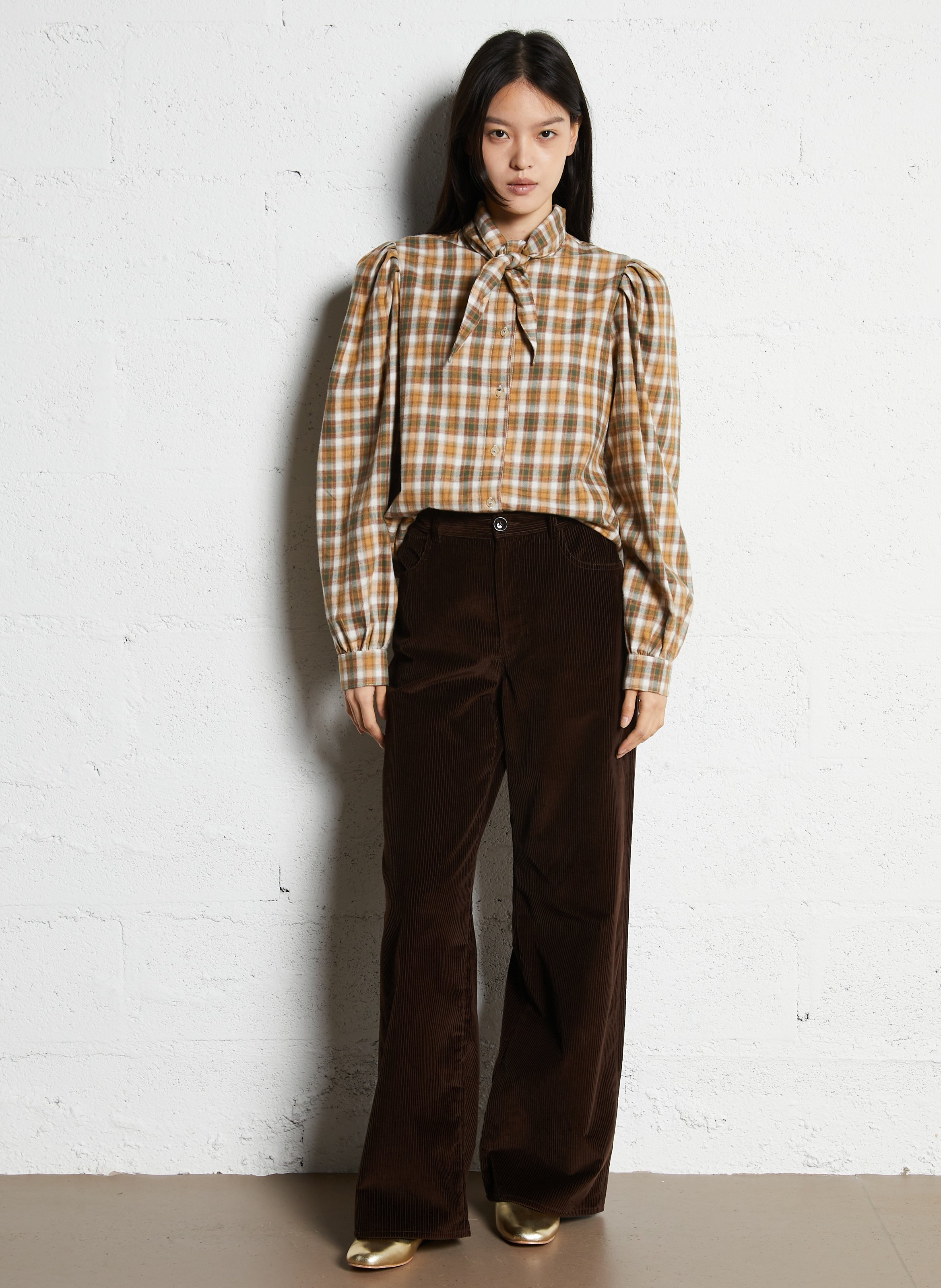 Rechte, katoenen blouse met print SUZIE WINKLE Beige